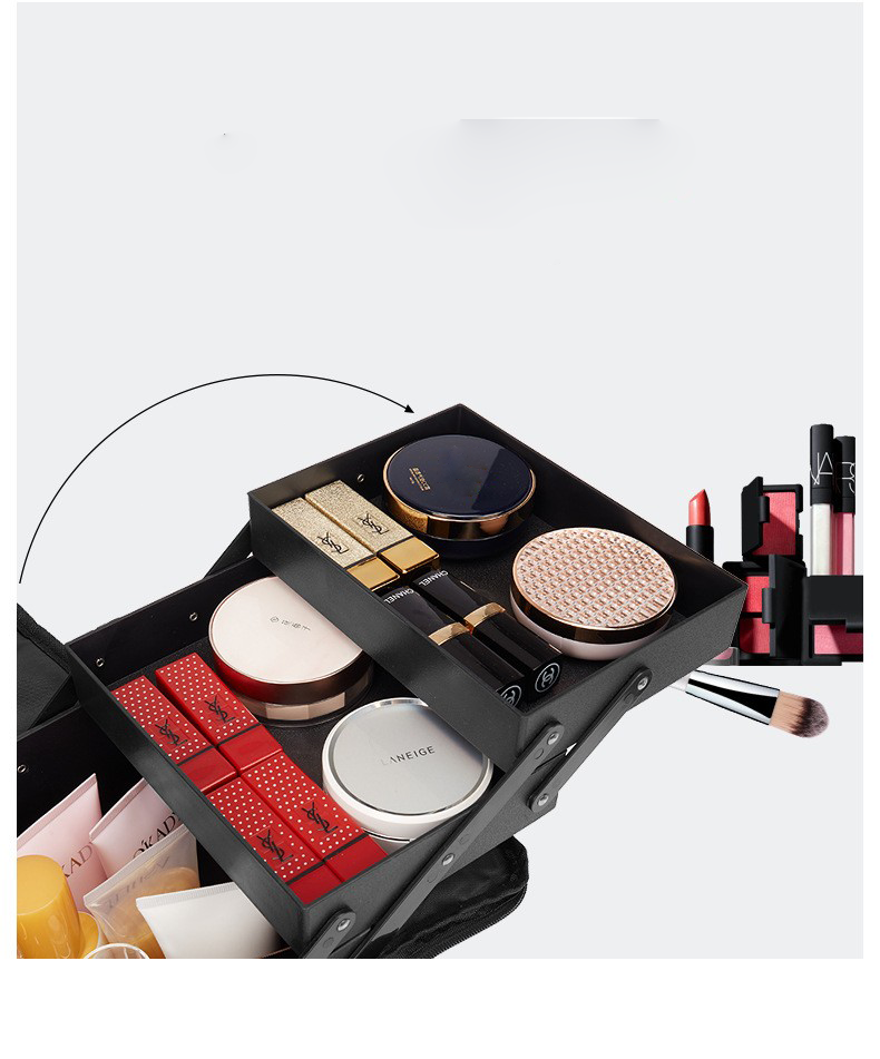 Black Travel Makeup Bag Storage Box For Women 8