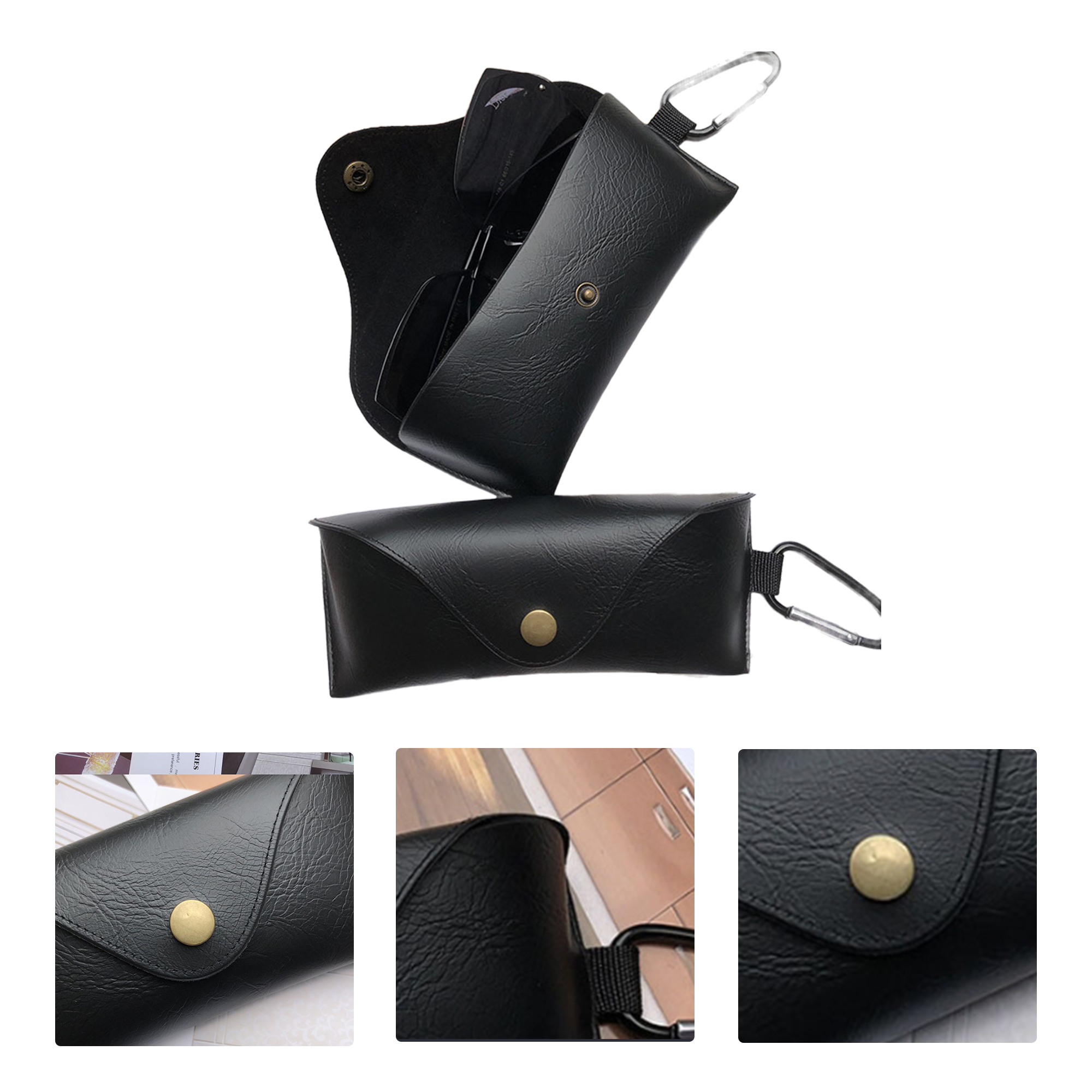 MOQ50 Personalized Leather Glasses Case with Snap Closure 2