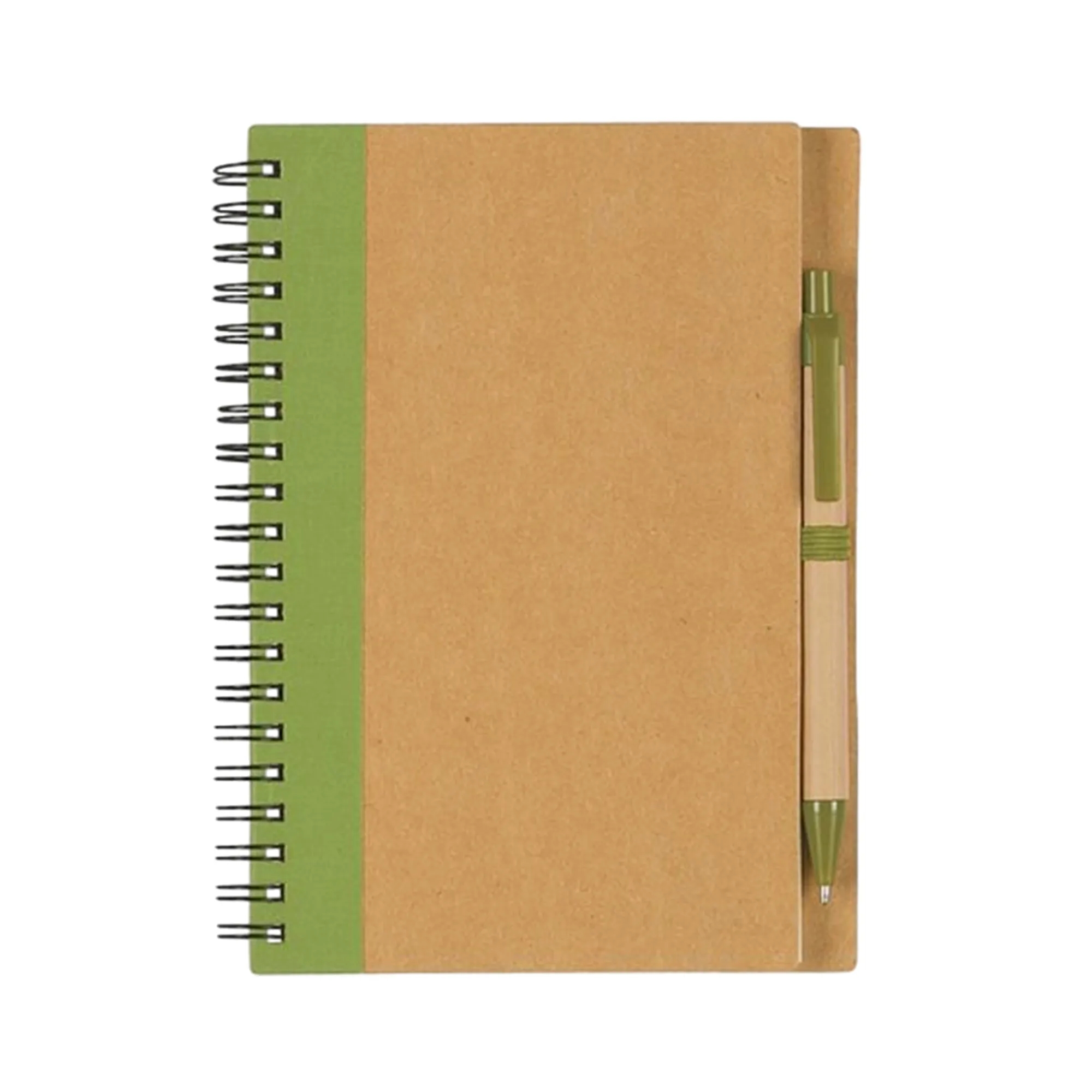 5"" x 7"" Soft Cover Kraft Spiral Notebook With Pen 2