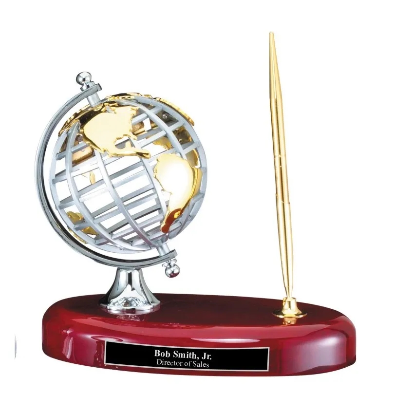 Piano Finish Globe & Pen Desk Set 3