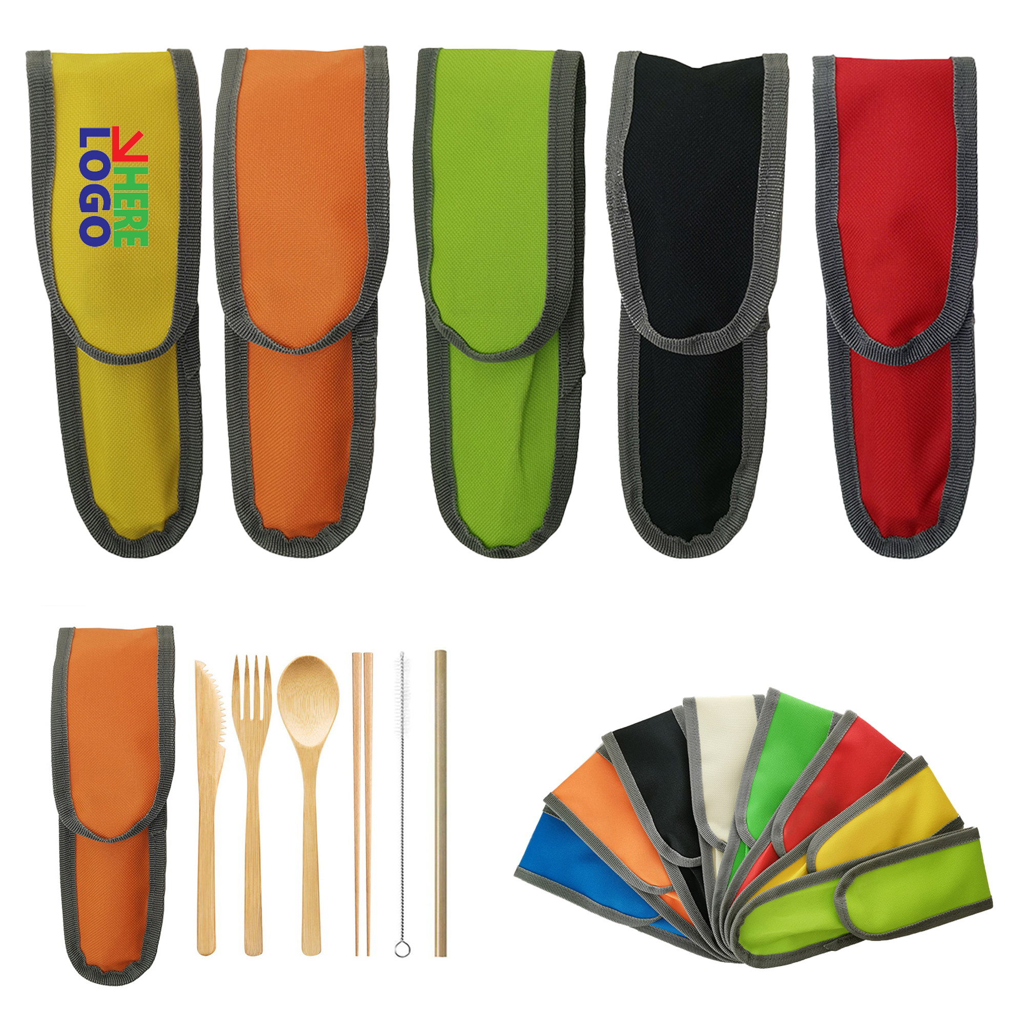 Eco-Friendly 6-Piece Bamboo Utensils Set with Pouch 2