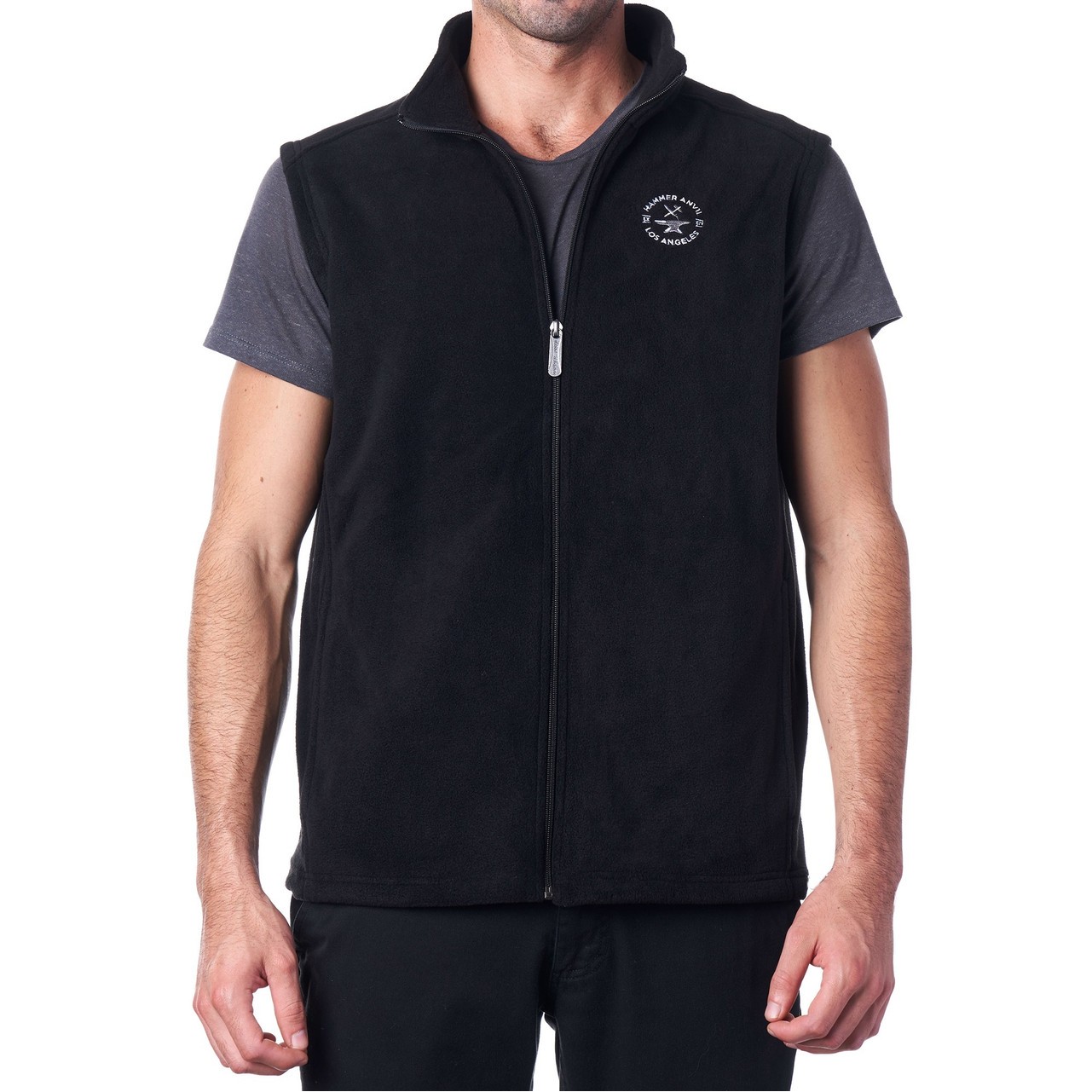 Men's Basic Full zip Polar Fleece Vest Embroidered 2