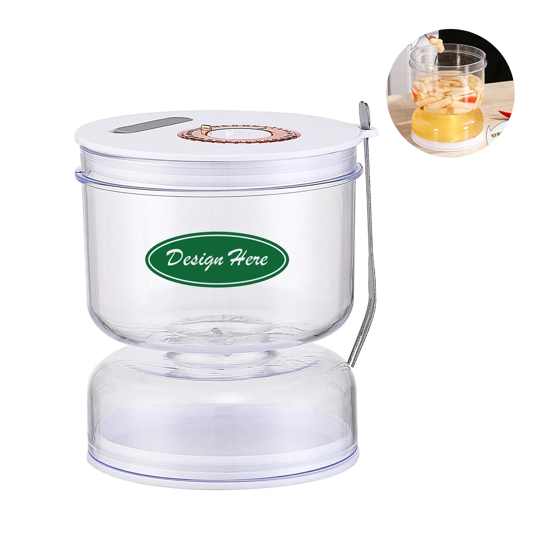 Kitchen dry and wet separation pickle jar with fork 3