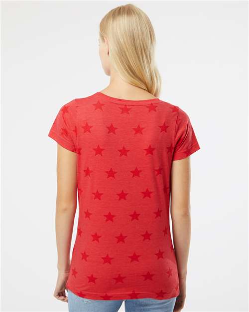 Women's Star Print Scoop Neck Tee - 3629 6
