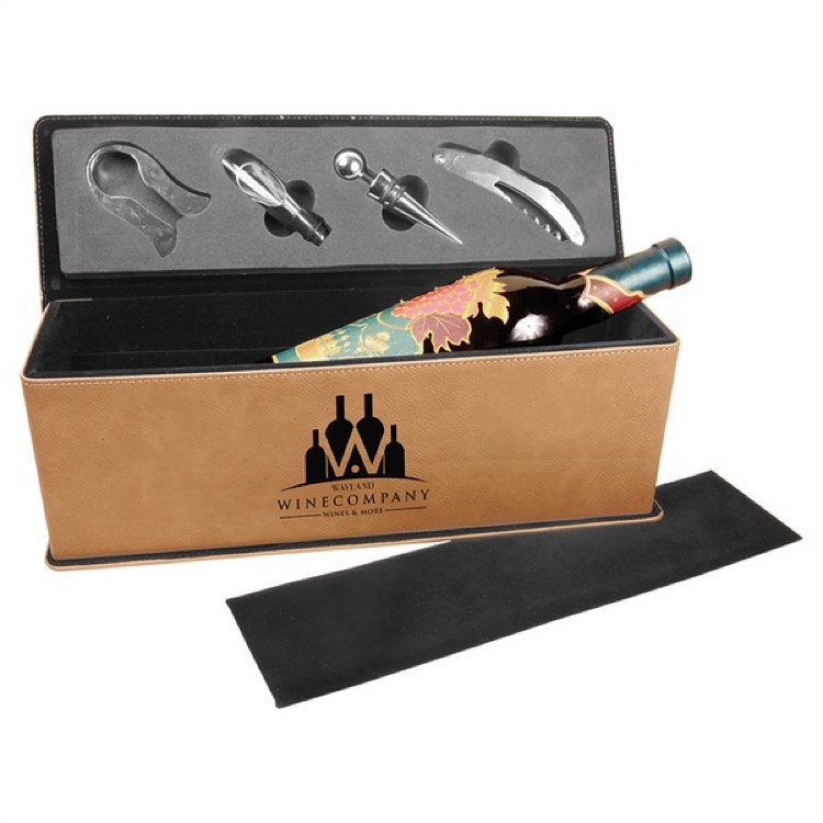 Leatherette Wine Tool Set & Bottle Case 7
