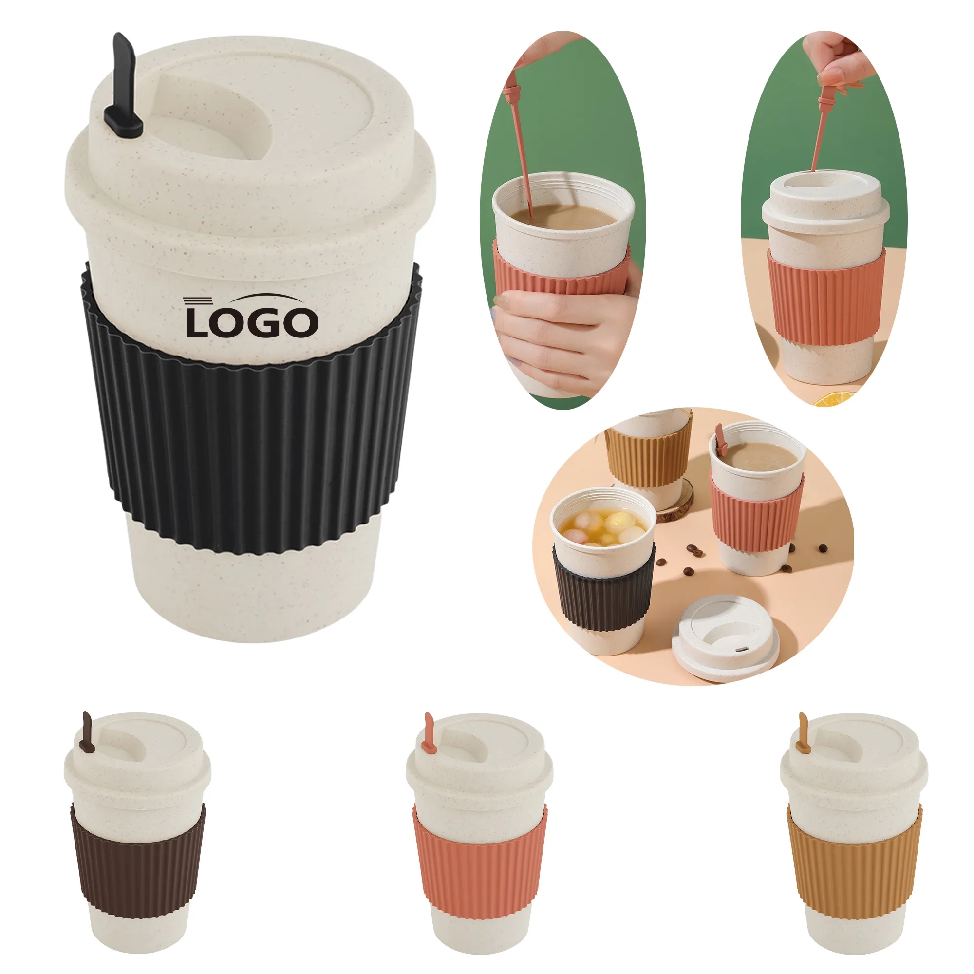 MOQ50 16OZ Wheat Straw Anti-Burning Coffee Cup 3