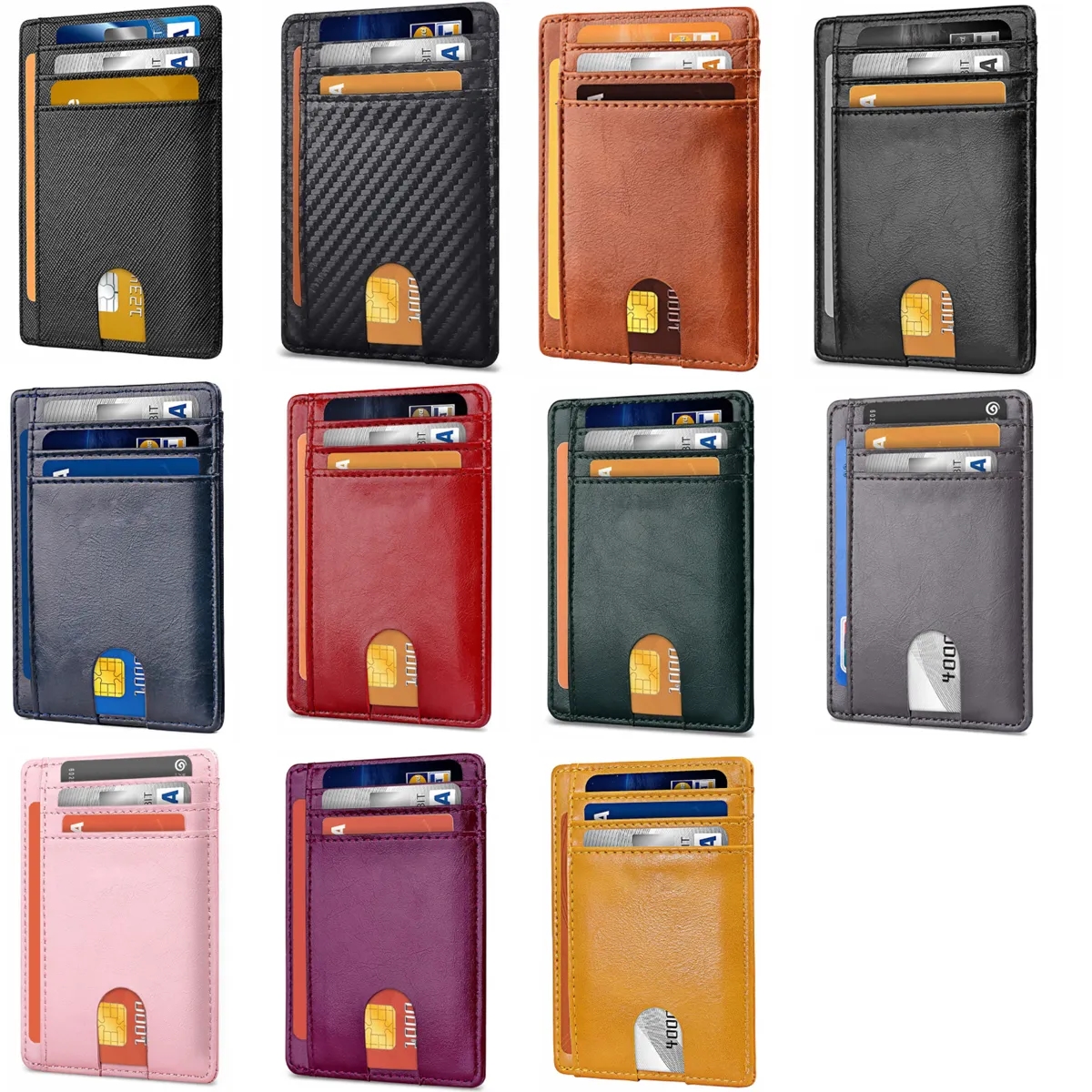 Slim Front Pocket RFID Blocking Leather Wallets Card Holder 3