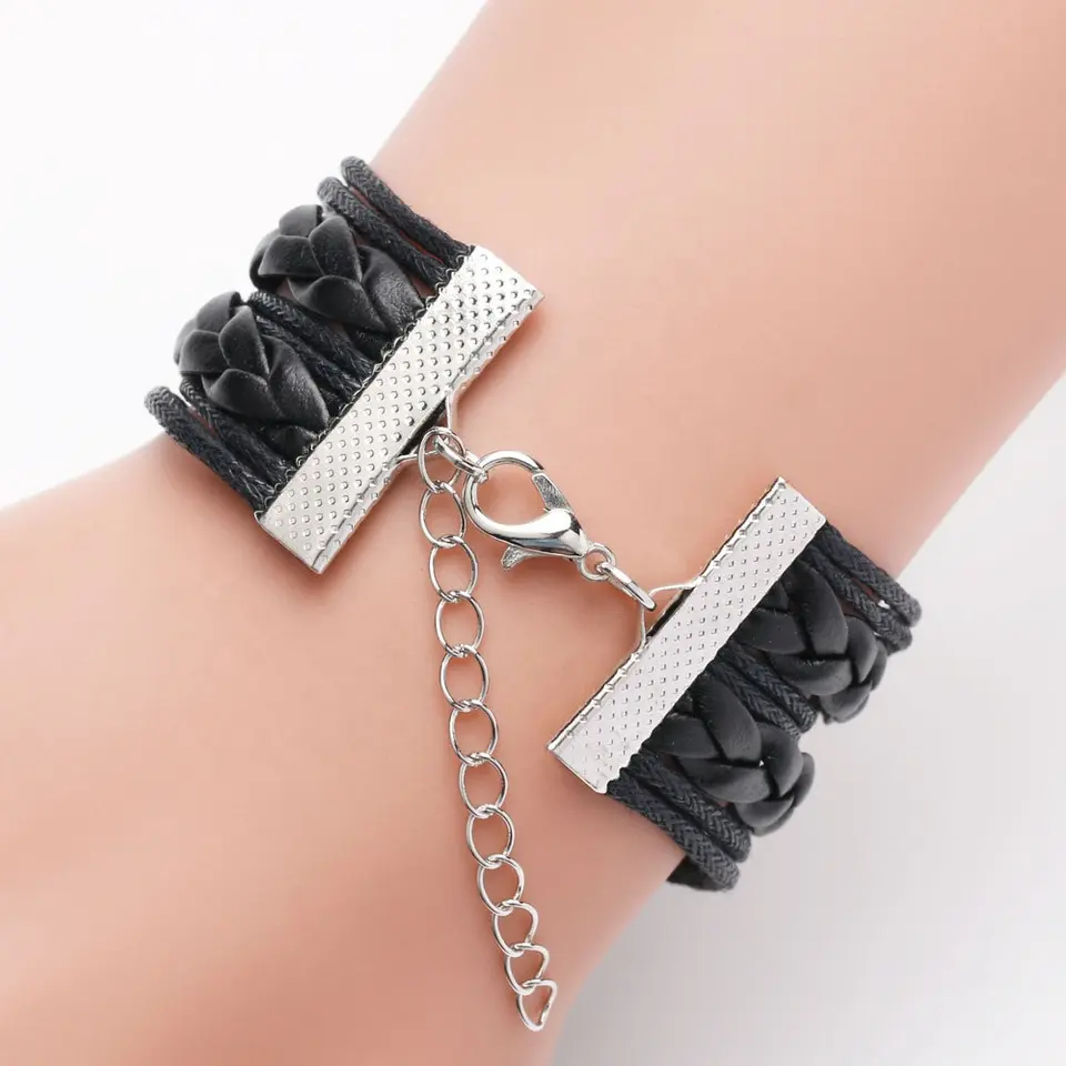 Multi-layer Woven Leather Charm Bracelets 3