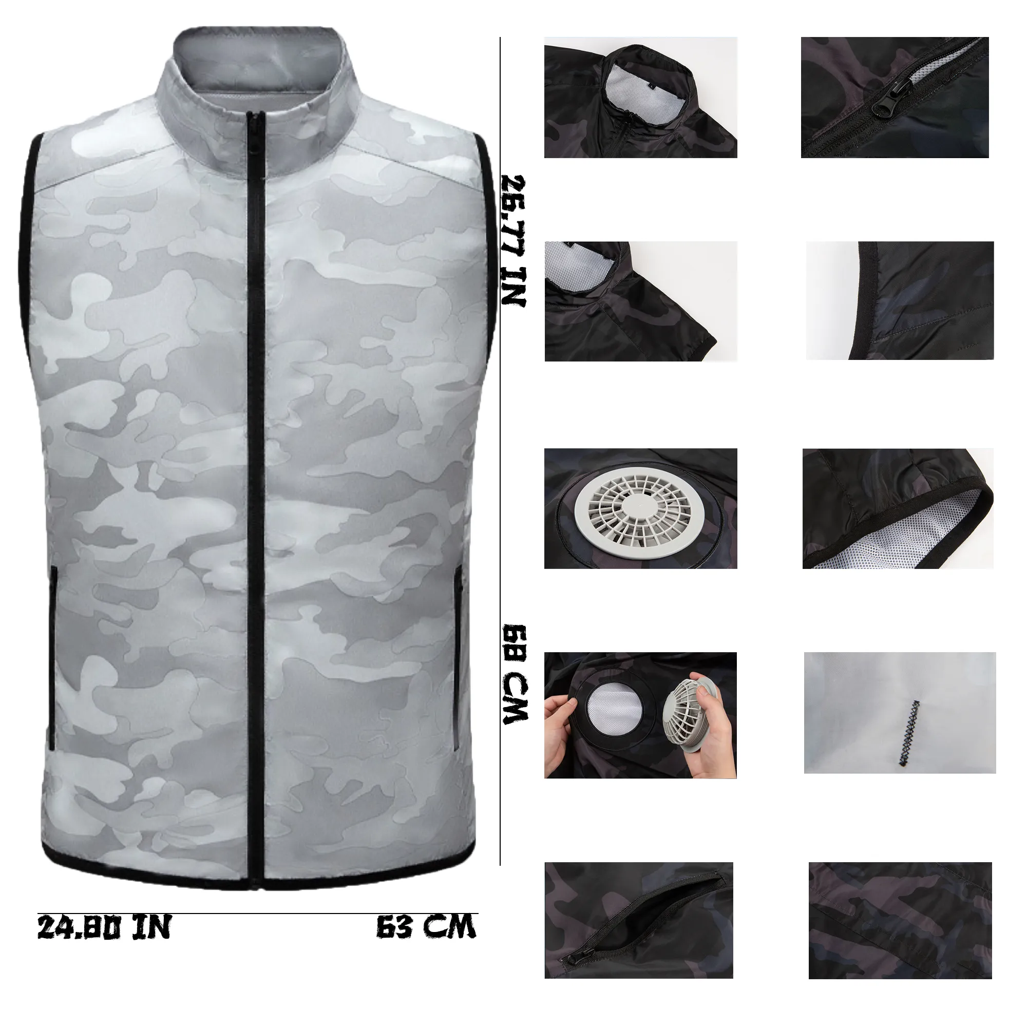 Camouflage Vest with Built-in Fan 3