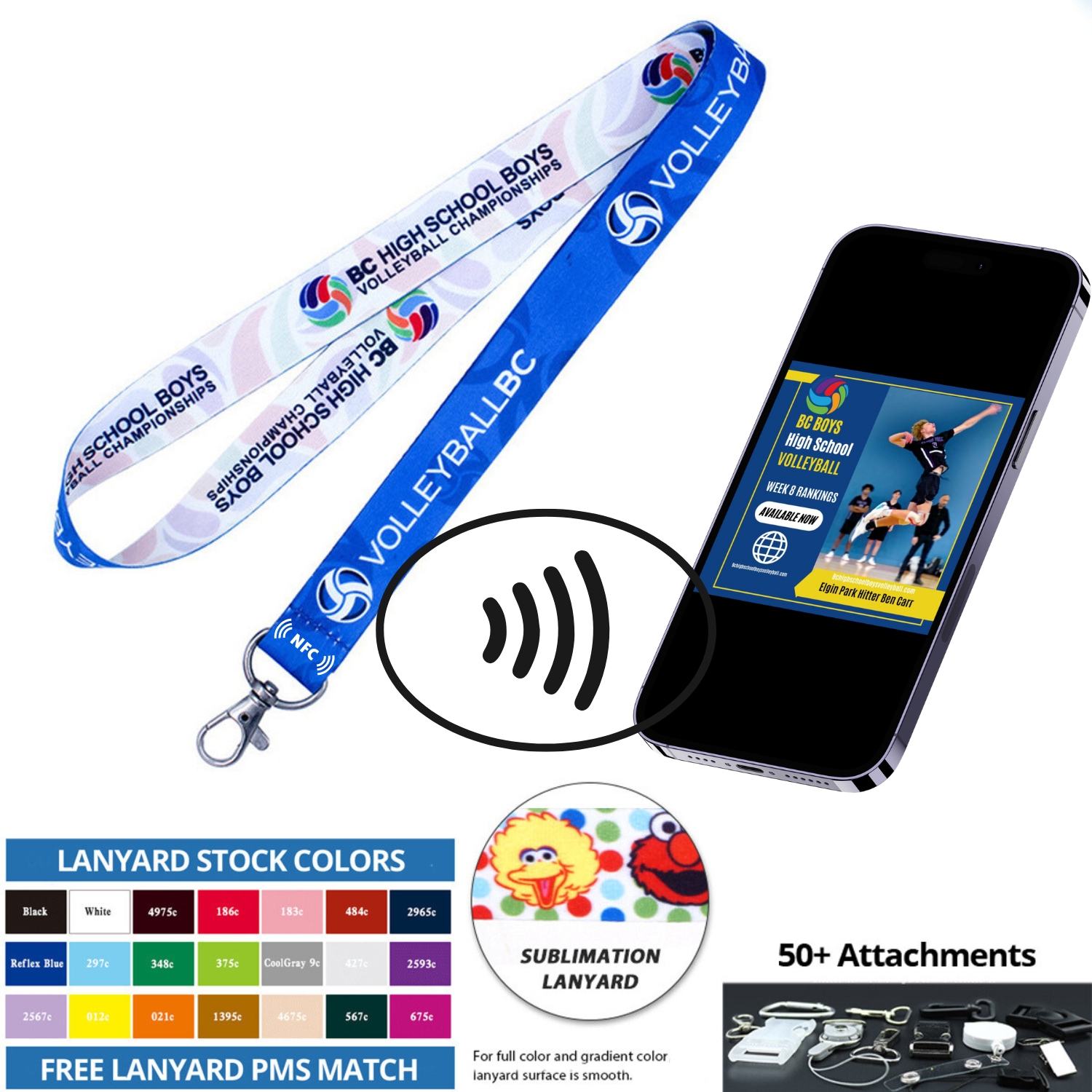 3/4" Magic'Tap NFC Sublimation Lanyard 1