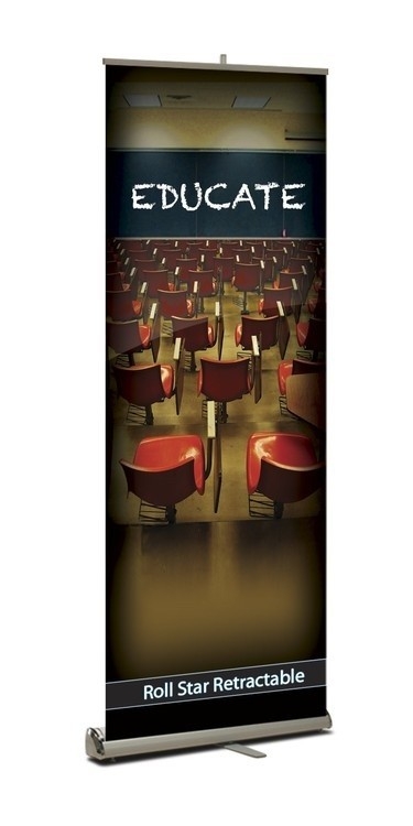 Roll-Star Retractable Banner portable banner stand Kit, Vinyl - 33" x 80" 2