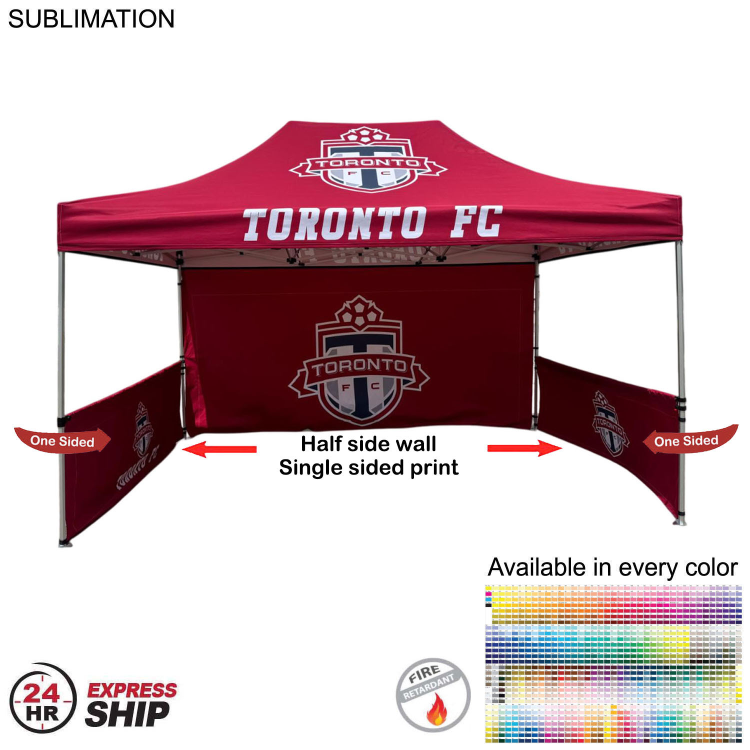 24Hr Express Ship - Half Side Wall for 10x15 Tent Kit, Sublimated, Single Sided Print 2