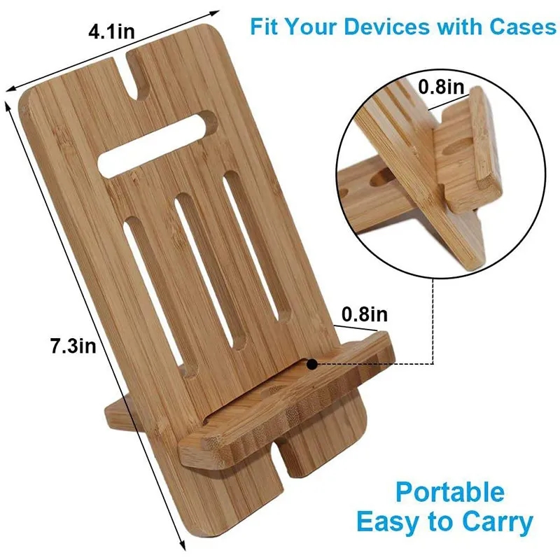 2 in 1 Natural Bamboo Cell Phone Stand 2