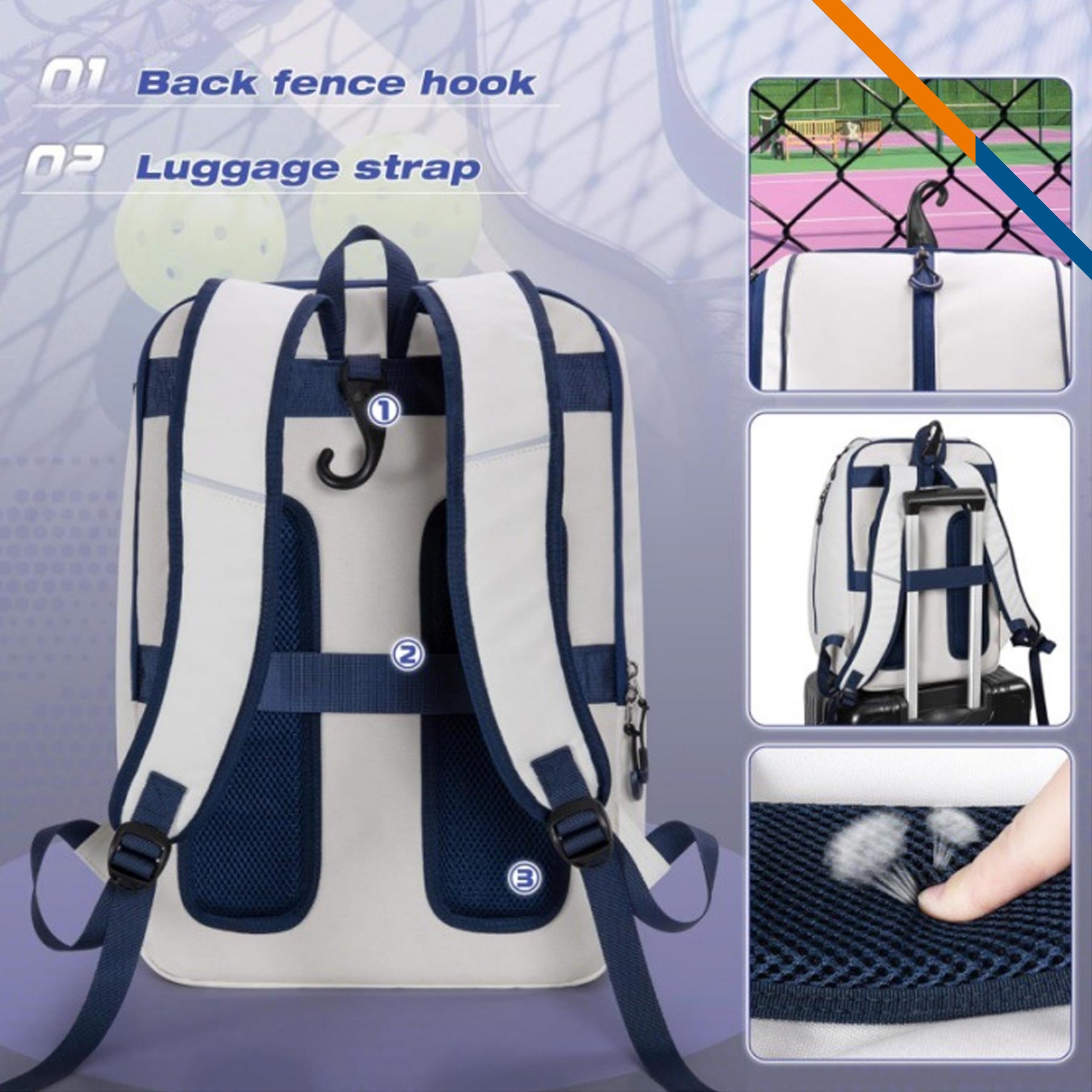 Vekan Nylon Pickleball Backpack 3