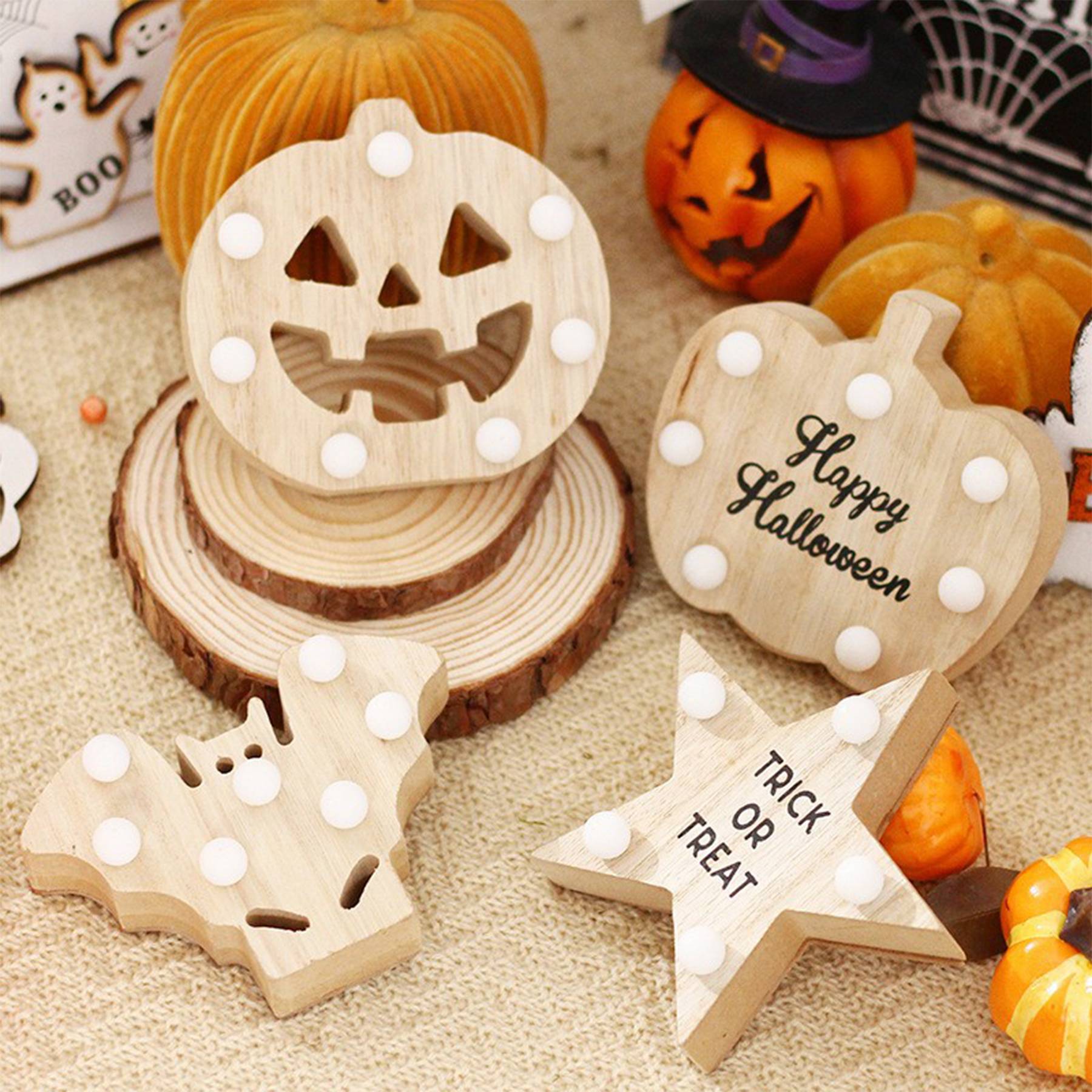 Wooden pumpkin lantern 7