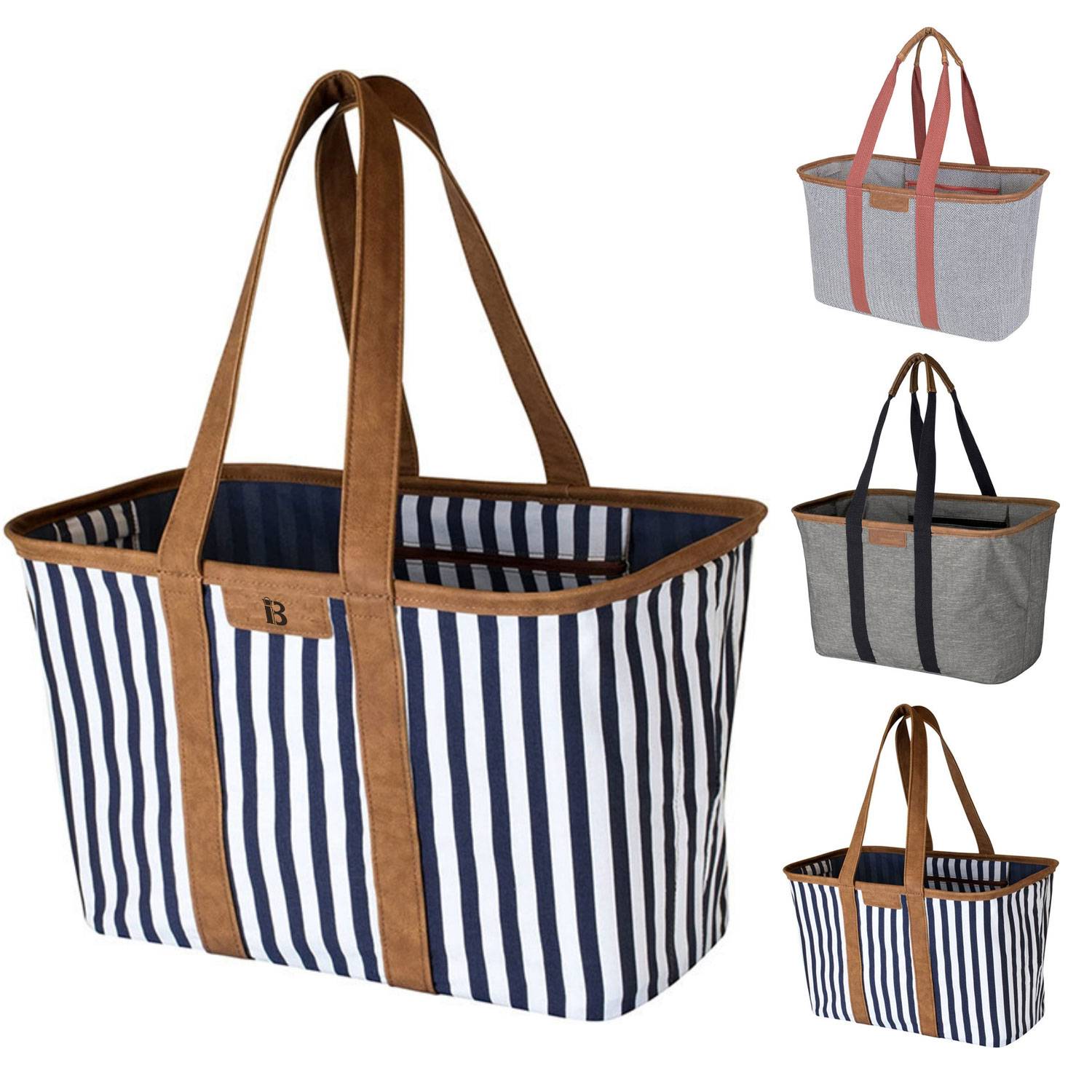 Outdoor Portable Foldable Large Capacity Canvas Tote Bag, custom tote bag with logo imprint 1
