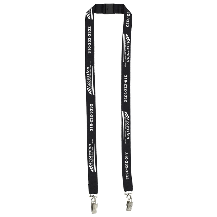 "RICARDO" 3/4" Dual Attachment Polyester Silkscreen Lanyard with FREE Breakaway Safety Release 16
