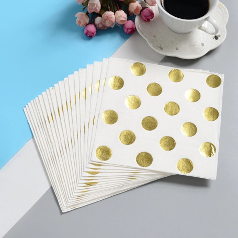 Custom Gold Dot Confetti Paper Napkins 3