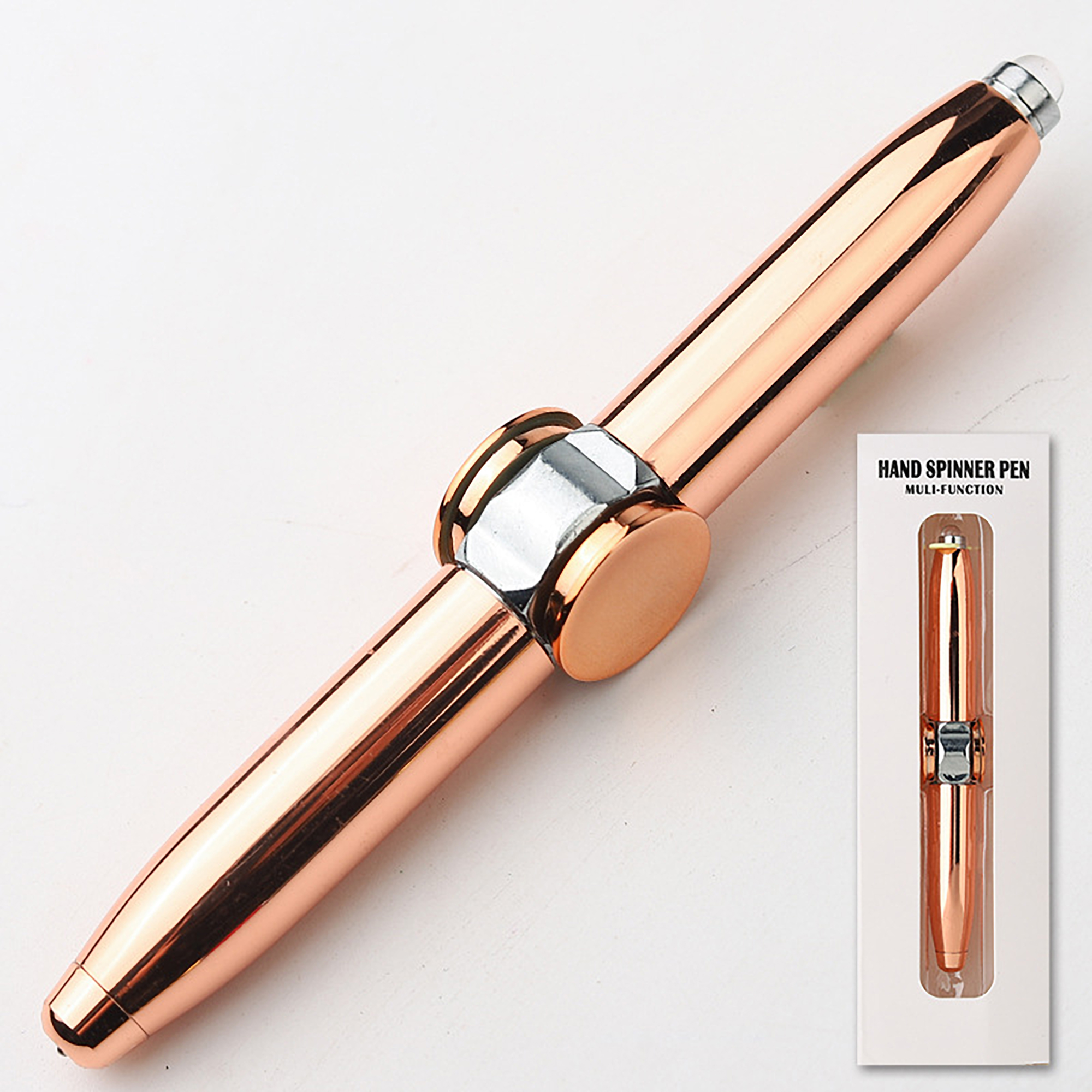 Anti-Anxiety LED Fidget Spinner Finger Gyro Rotating Metal Ballpoint Pen 10