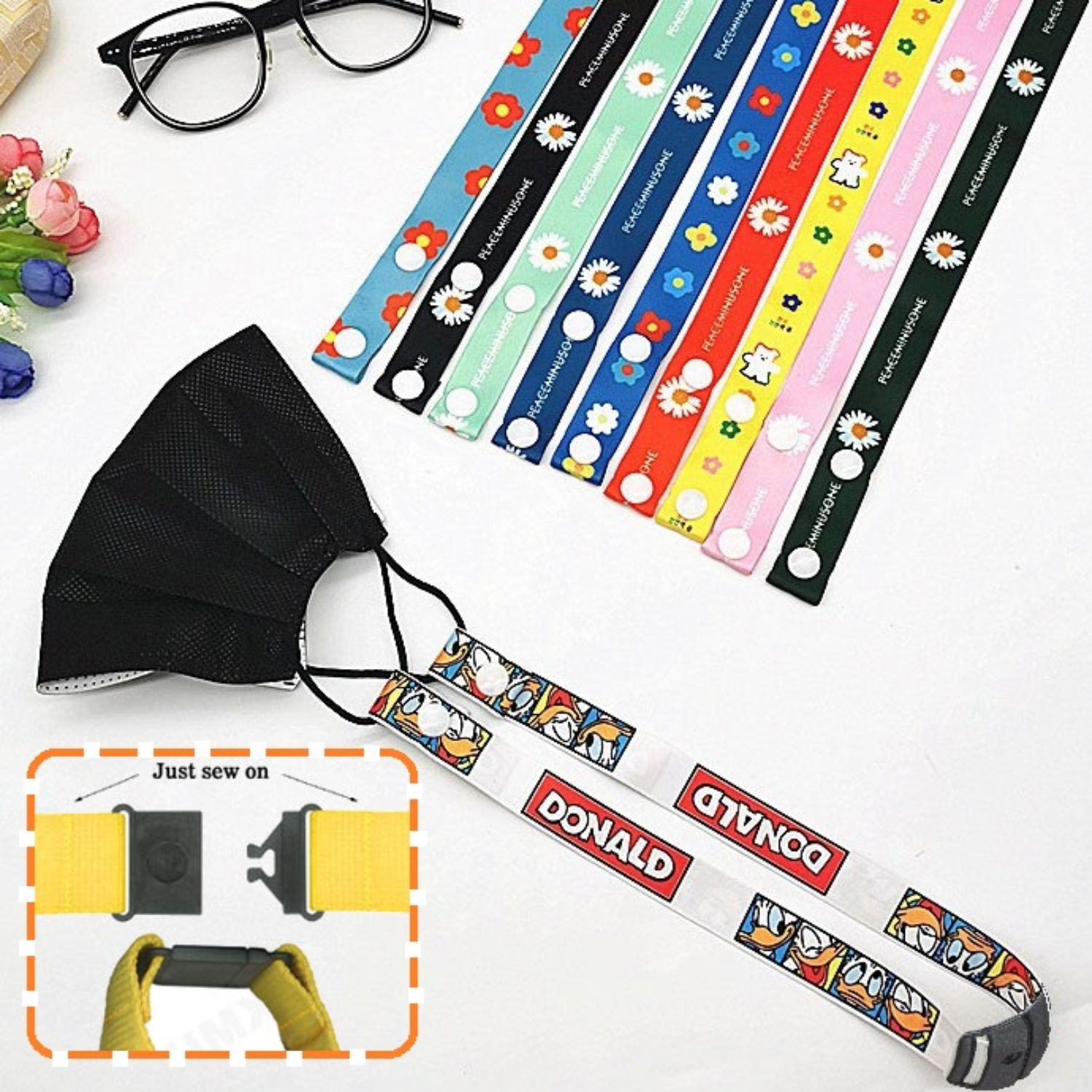 Safety Breakaway Face Mask Lanyard w/ Snap Button Full Color 2
