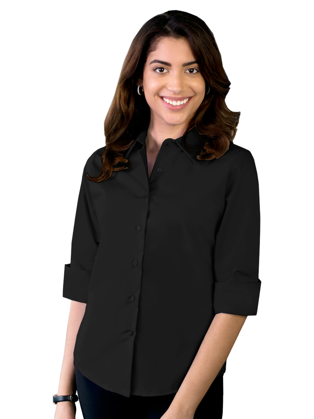 Blue Generation - Women's Pocketless 3/4-Sleeve Stretch Poplin Shirt 13