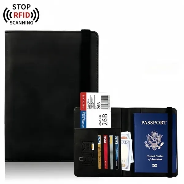 RFID-Blocking Passport Cover with Faux Leather Travel Wallet 3