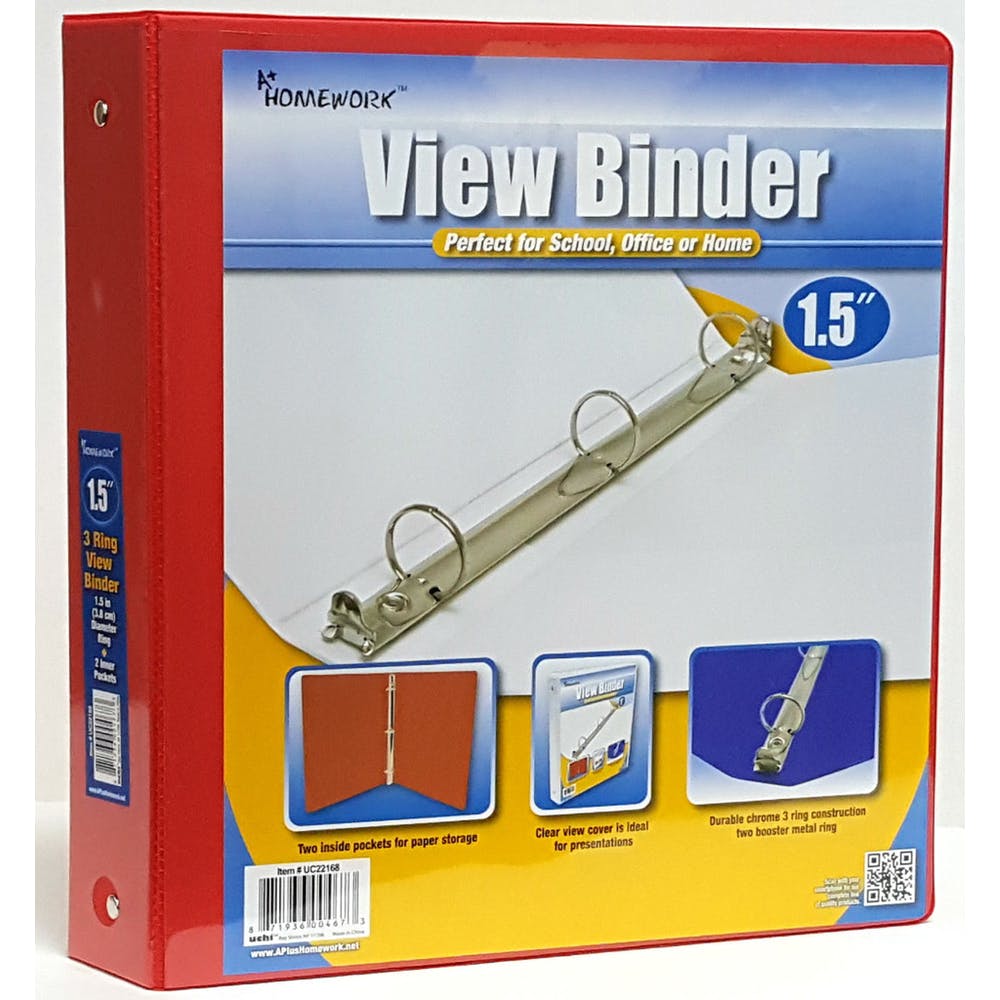 1.5" 3-Ring Binders - Red 2 Pockets View Cover 1