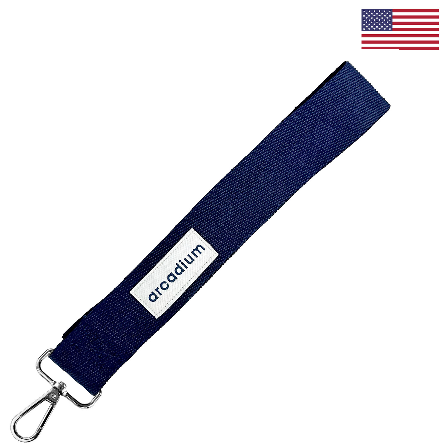 1 ½” x 10” Woven Key Strap w/ Sewn Woven Label & Nickel-plated Snap Hook