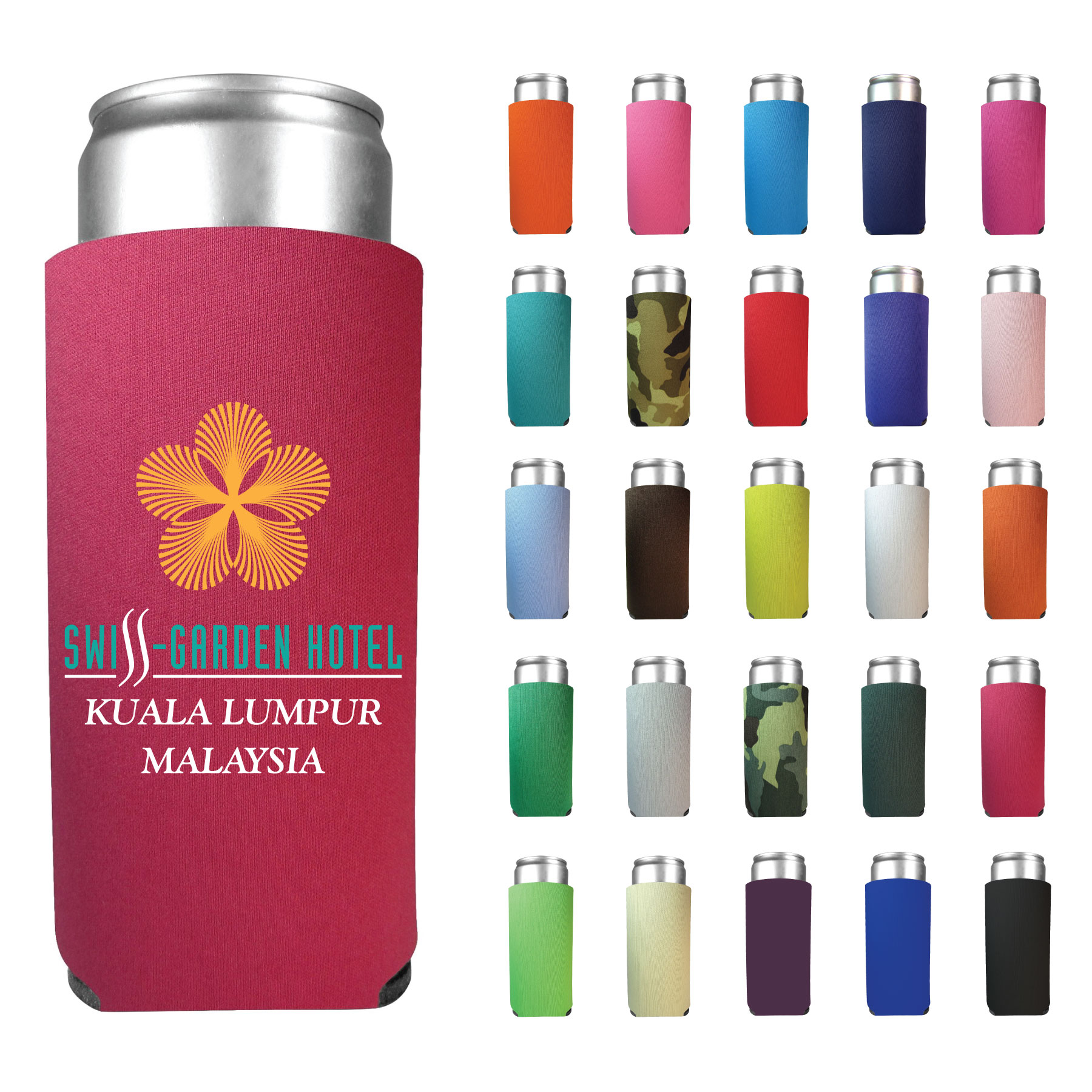 Collapsible 12 oz. Slim Foam Can Cooler - Screen Printed, custom koozie with logo imprint 2
