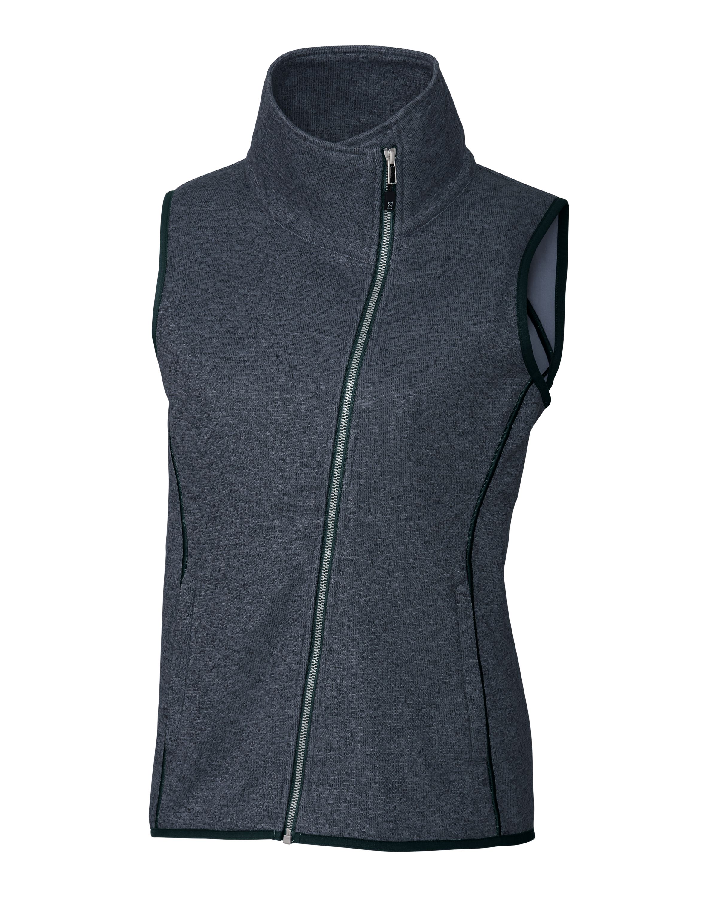 Cutter & Buck Mainsail Sweater-Knit Womens Full Zip Asymmetrical Vest 54