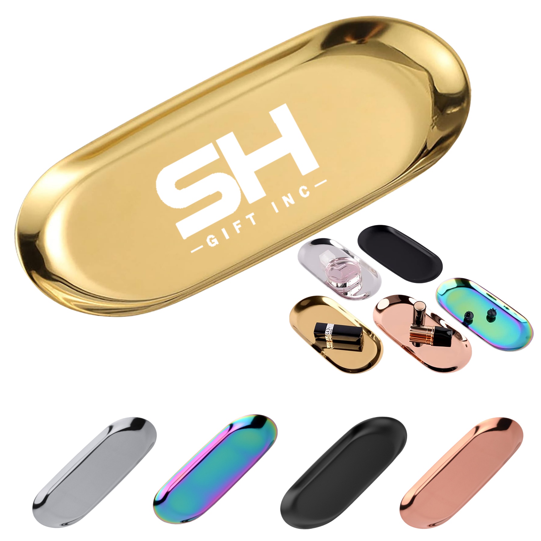Stainless Steel Tray Dresser Cosmetics Organizer, custom kitchen gadget with logo imprint 3