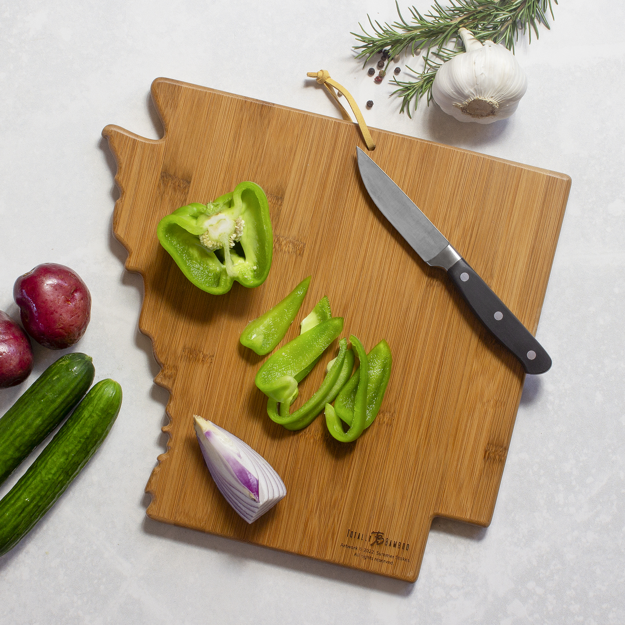 Arkansas State Shaped Serving and Cutting Board with Artwork by Summer Stokes 4