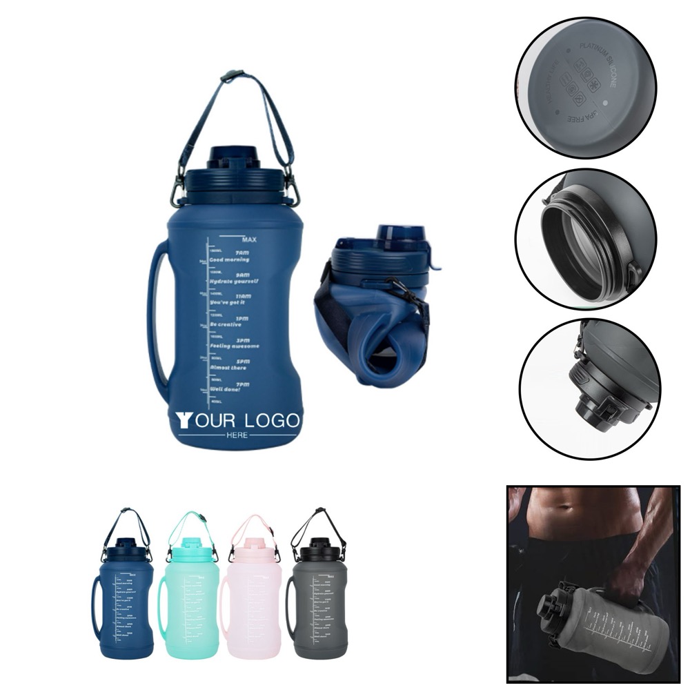 Silicone Collapsible Water Bottles With Strap  1