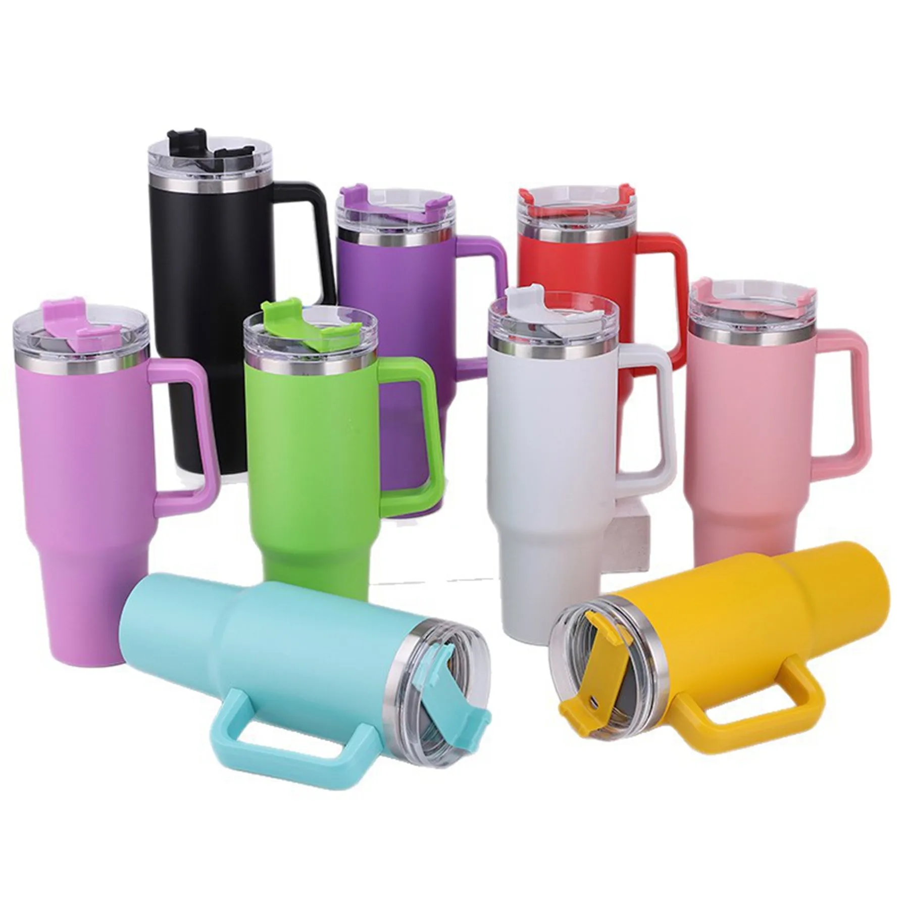 40 oz Vacuum Tumbler with Handle and Straw Lid 12