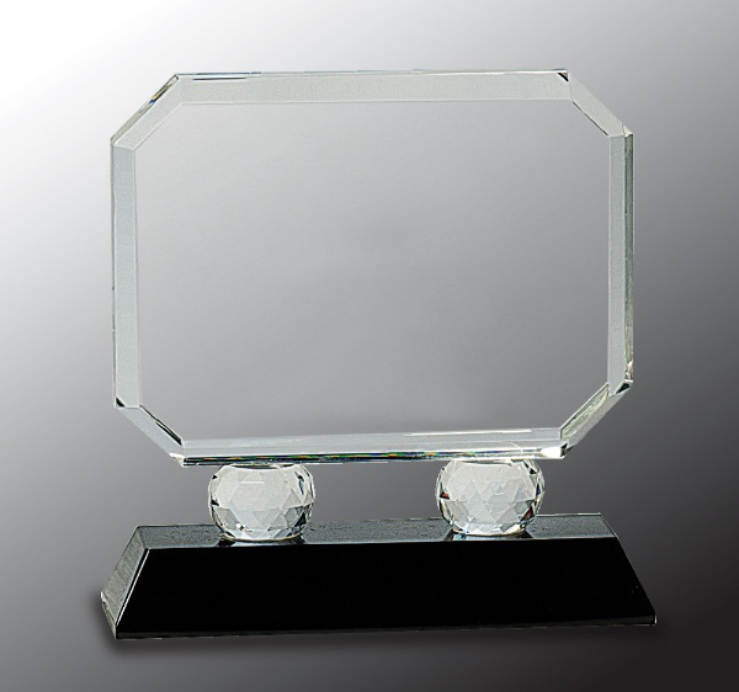 6" Rectangle Crystal on Black Pedestal Base Crystal Award 3