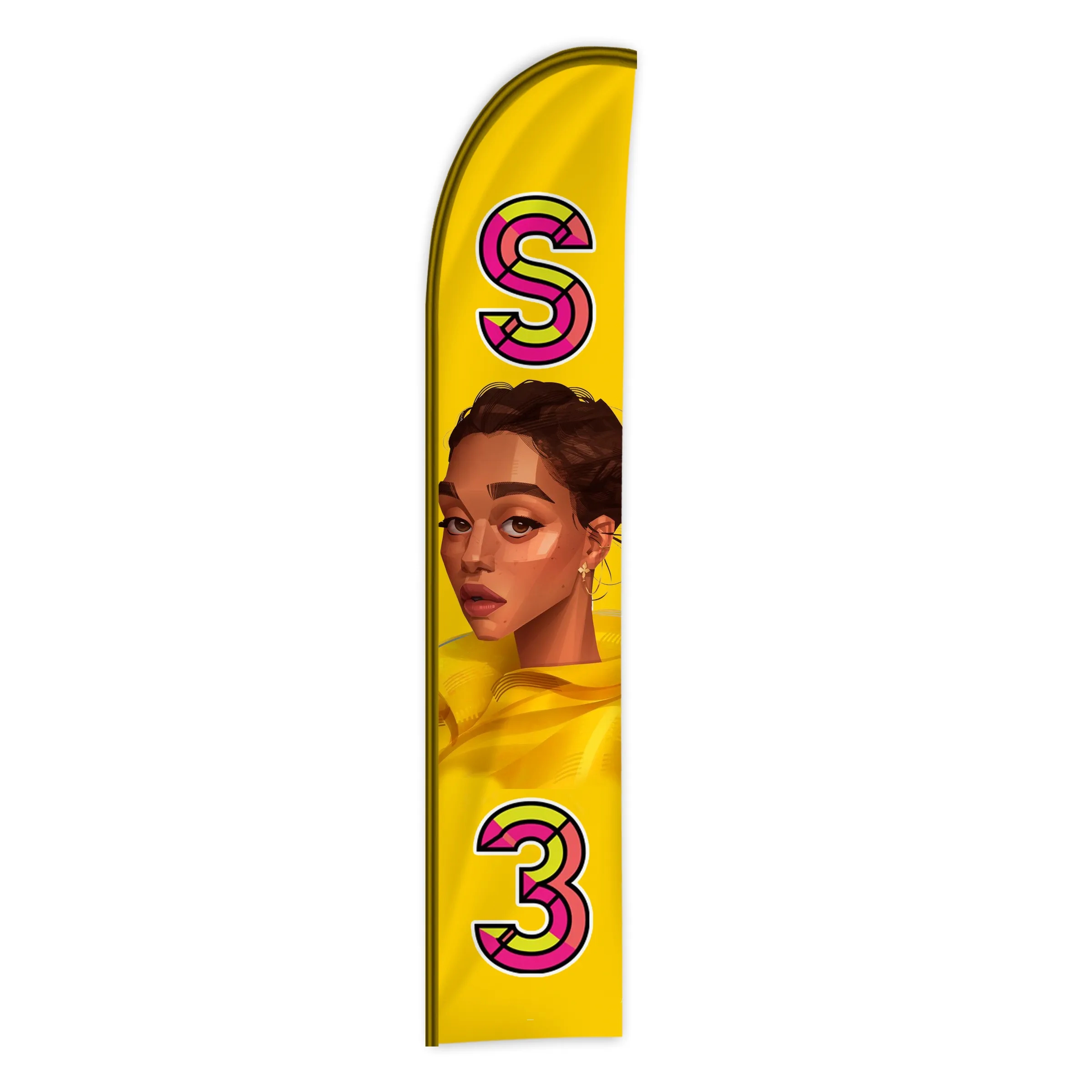 Custom Digital Printed Swooper Flags 16.5' x 3' 3