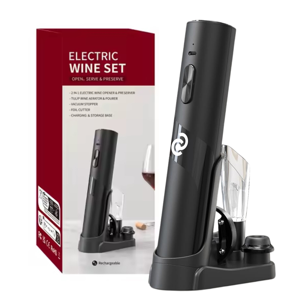 WineVault 4-in-1 Opener, Aerator, Pourer, Preserver with Pedestal Storage Set 8