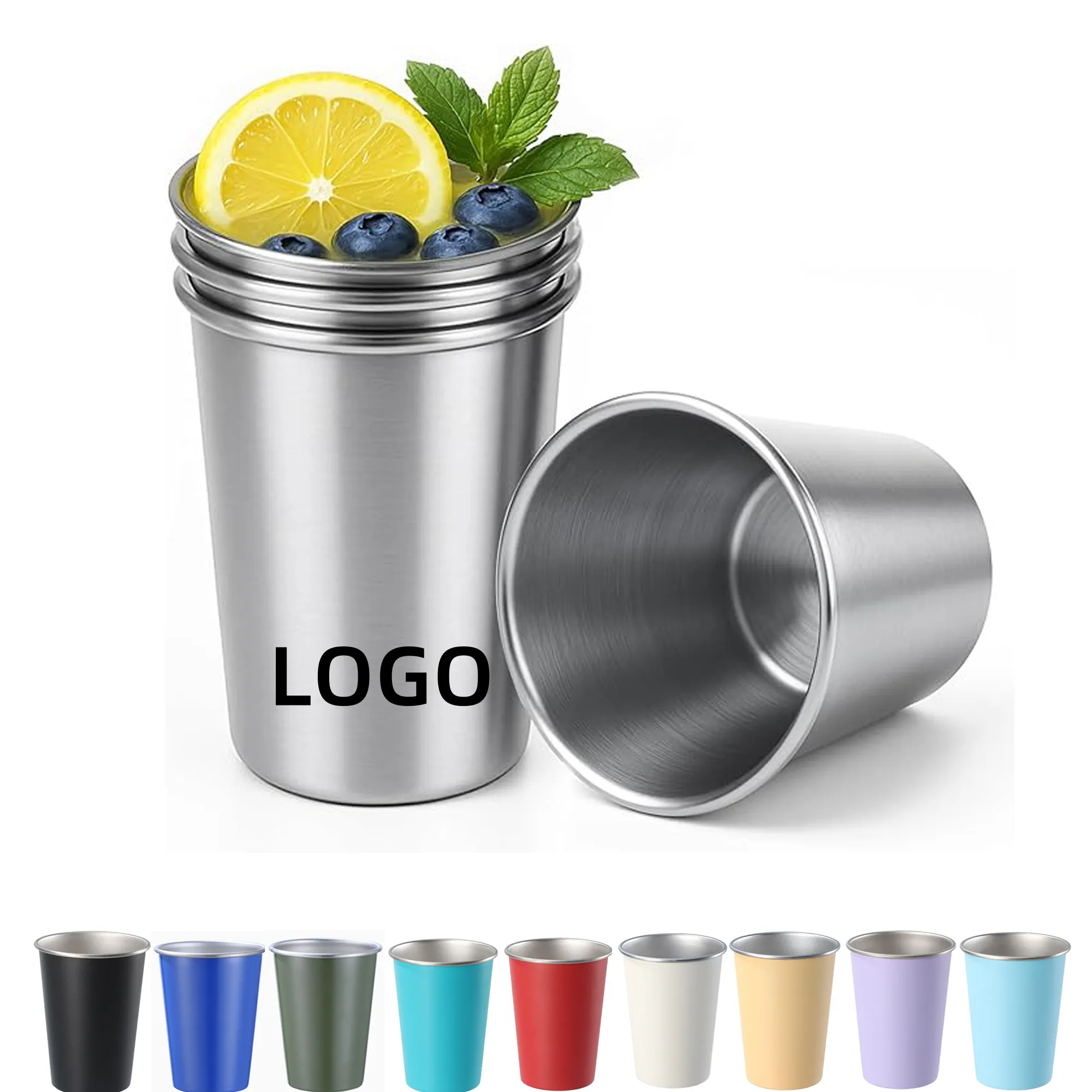 12oz Stainless Steel Cups Stackable Metal Drinking Glasses 3