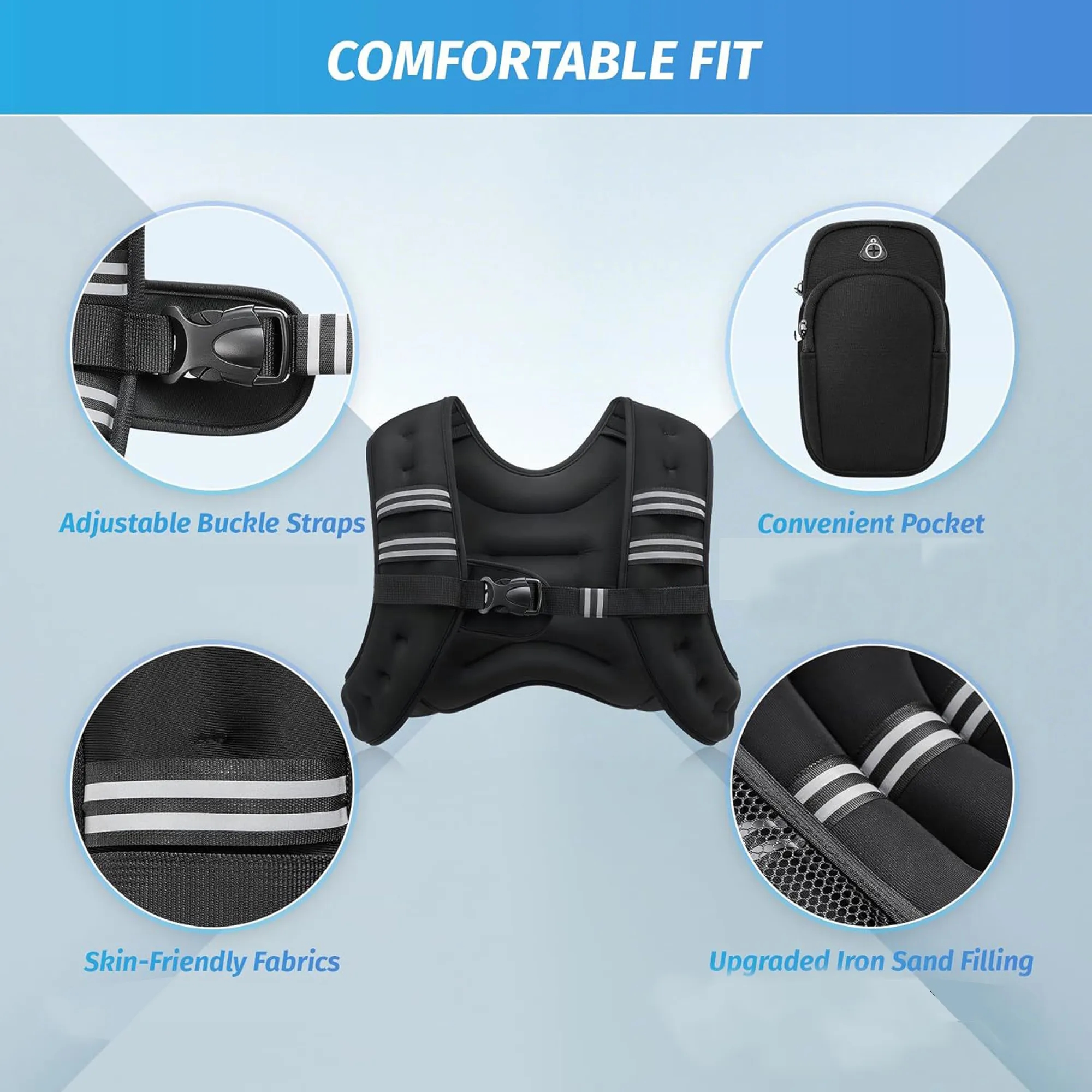 Weighted Running Sports Vest With Arm Pouch For Fitness 5