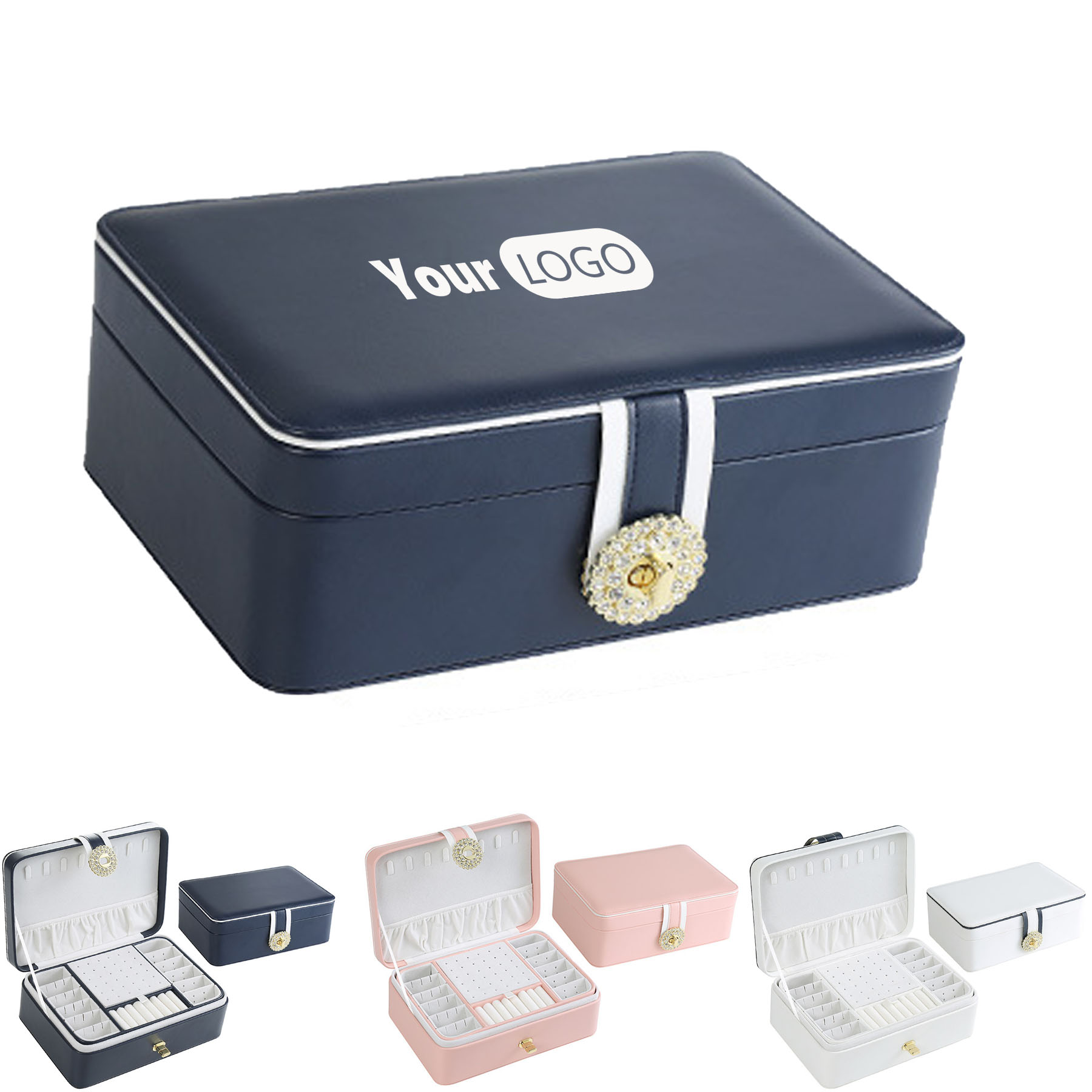 Double-Layer PU Large Capacity Jewelry Box 8