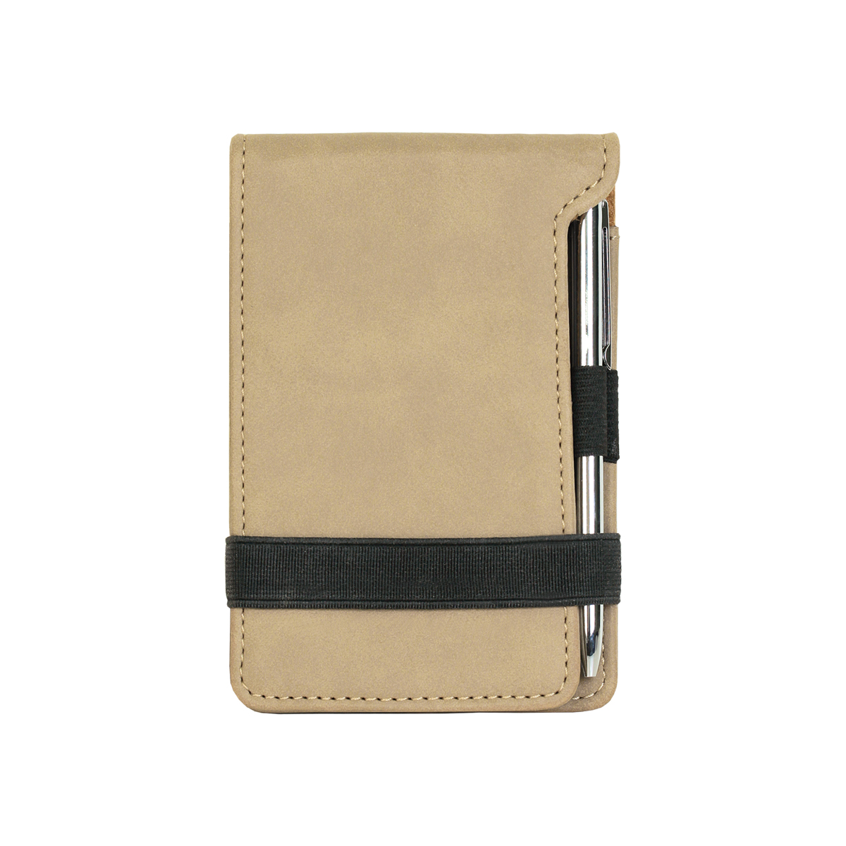 Light Brown Leatherette Mini Notepad with Pen 3