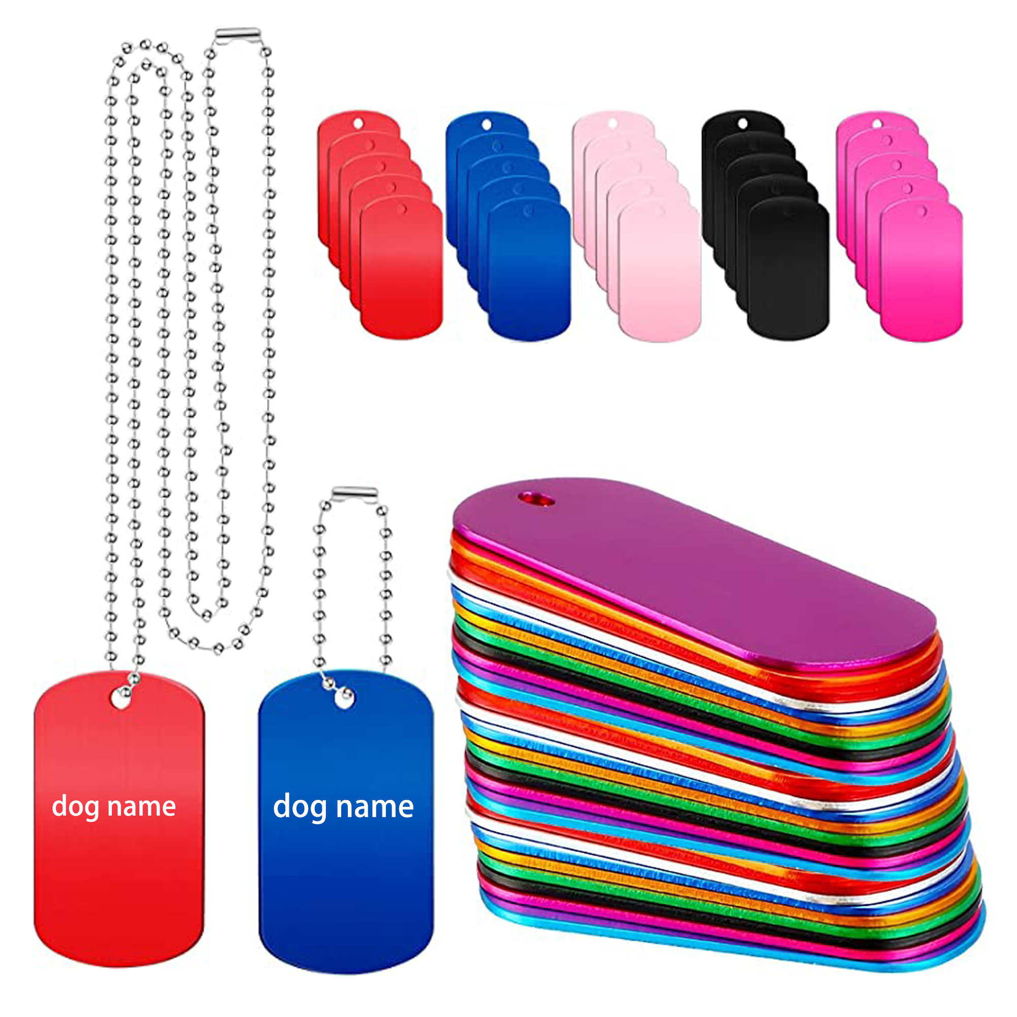 Aluminum Dog Tag with Necklace MQO 200pcs