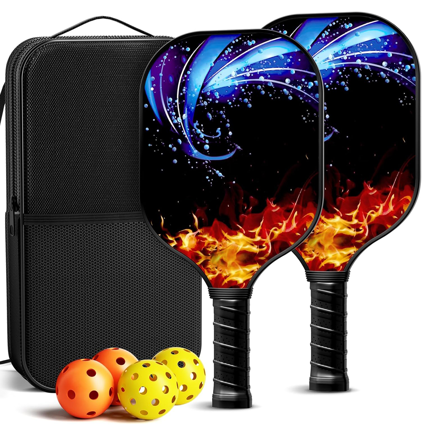 Fiberglass Pickleball Racket Paddle & Ball Set w/ Carrying bag 7