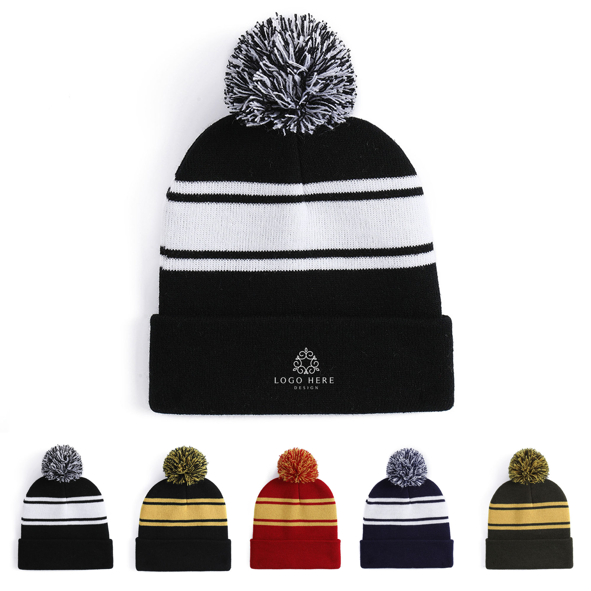 Knit Beanie With Pom 1