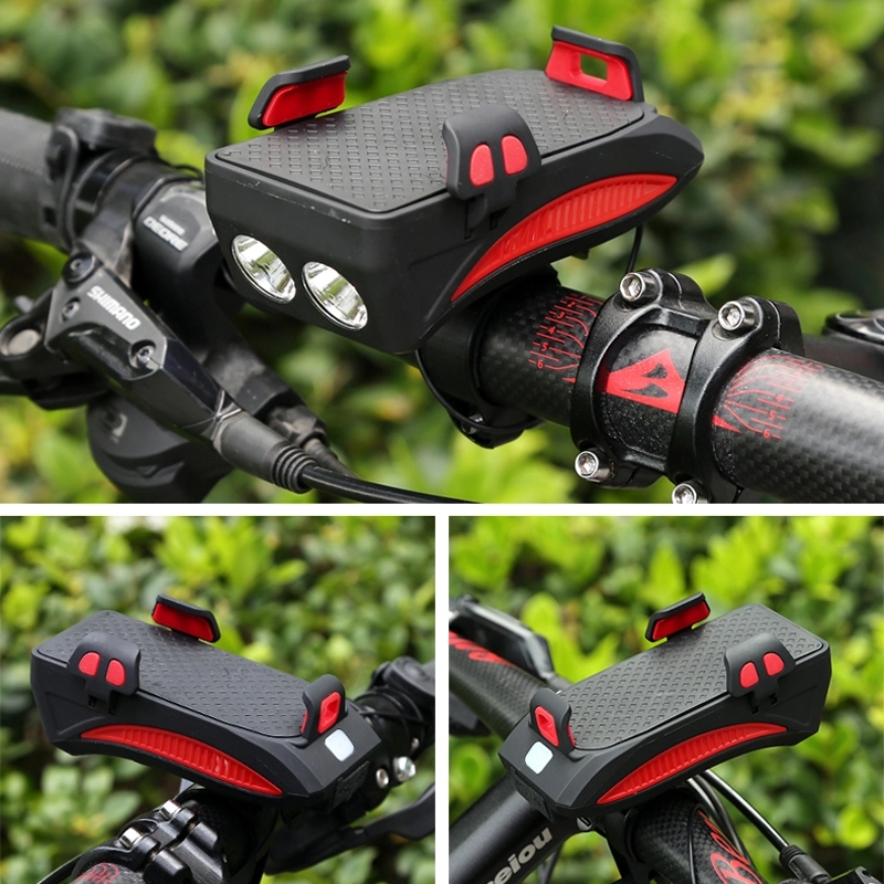 Custom Bicycle Lights With Power Bank Horn Phone Holder 3