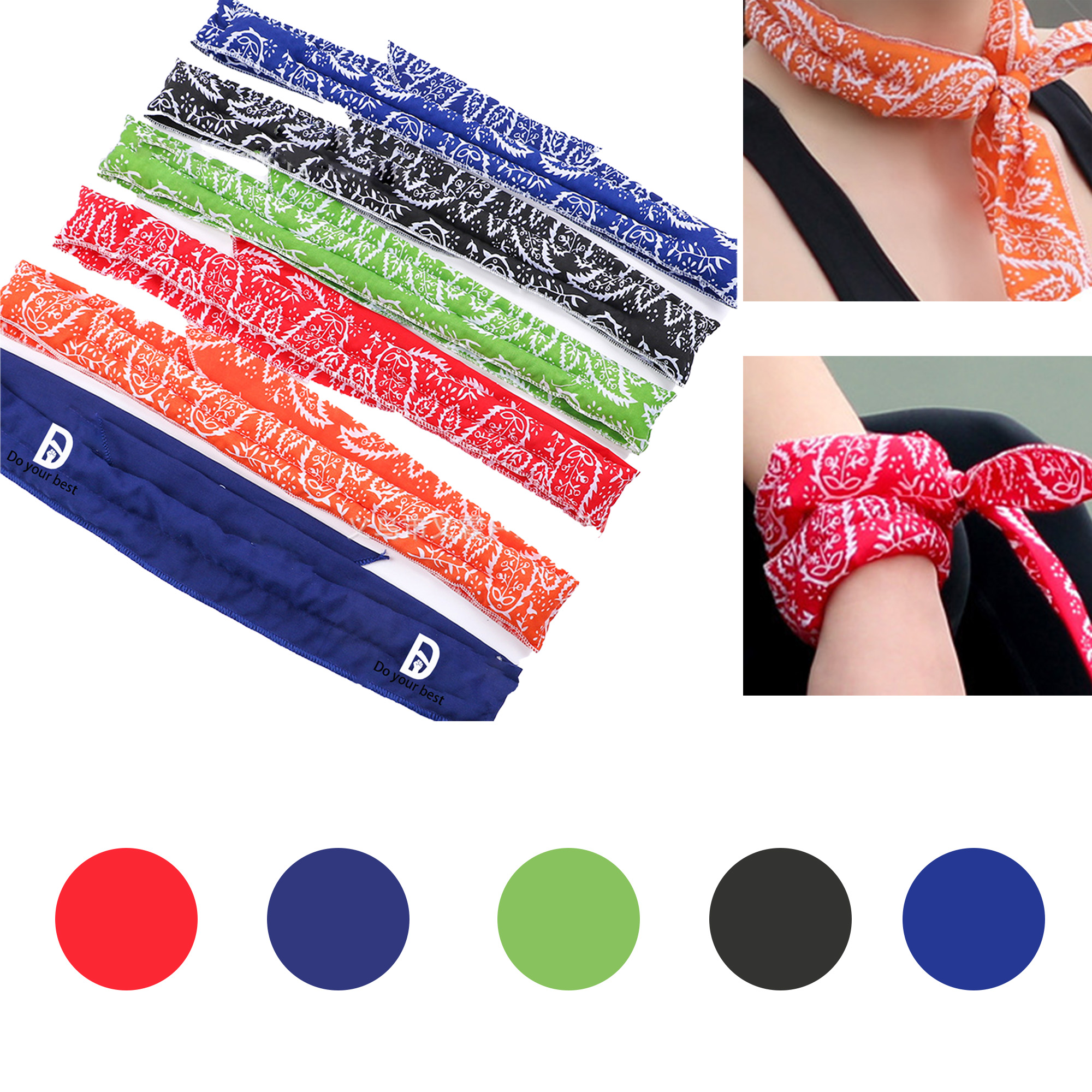 MOQ 100 Cotton Cooling Gel Bandana Head Band 3