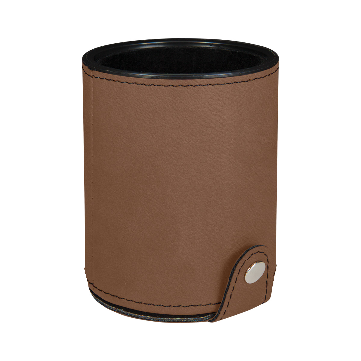 Dark Brown Leatherette Dice Cup w/ 5 Dice 3