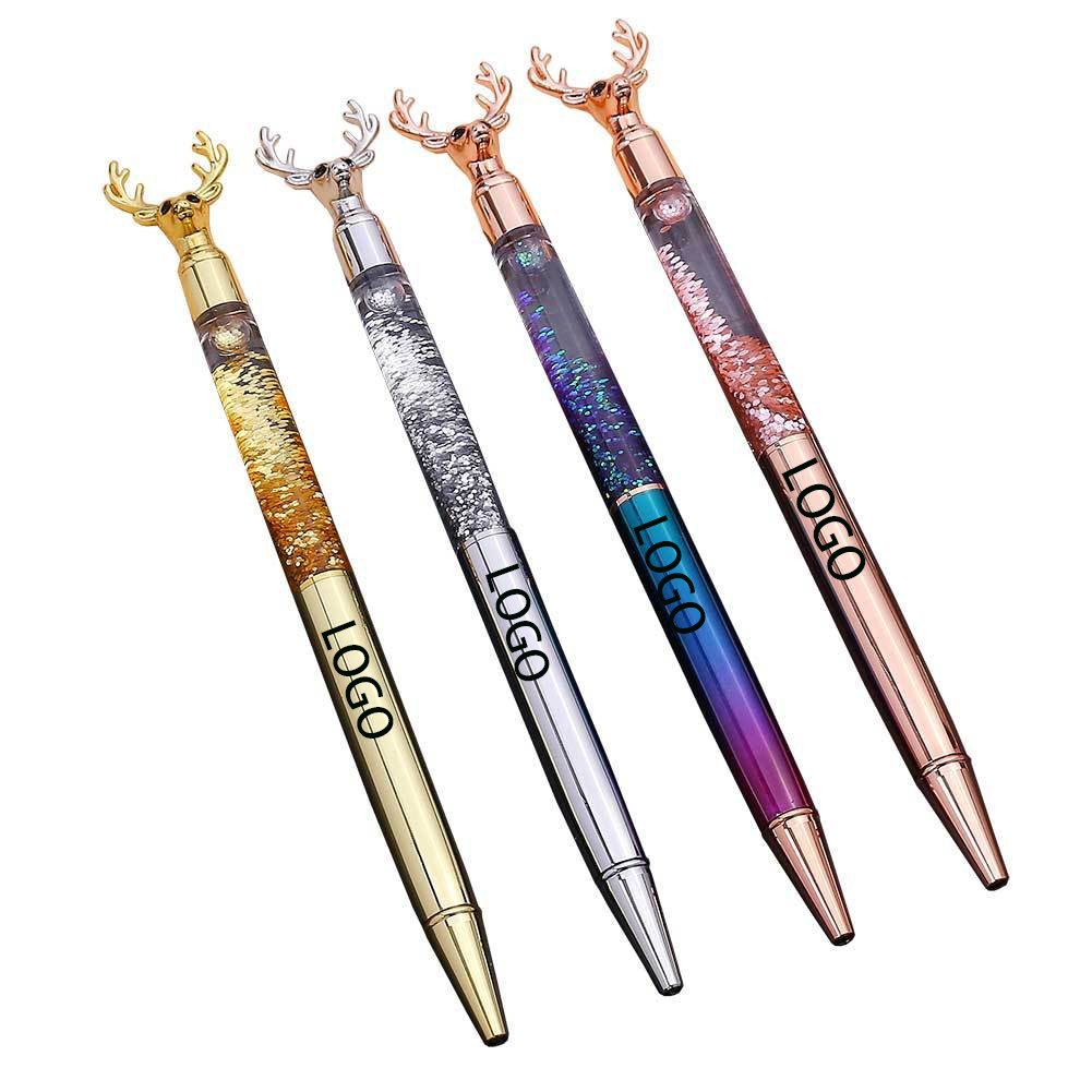 Crystal Dynamic Liquid Ball Pen with Elk Head 2