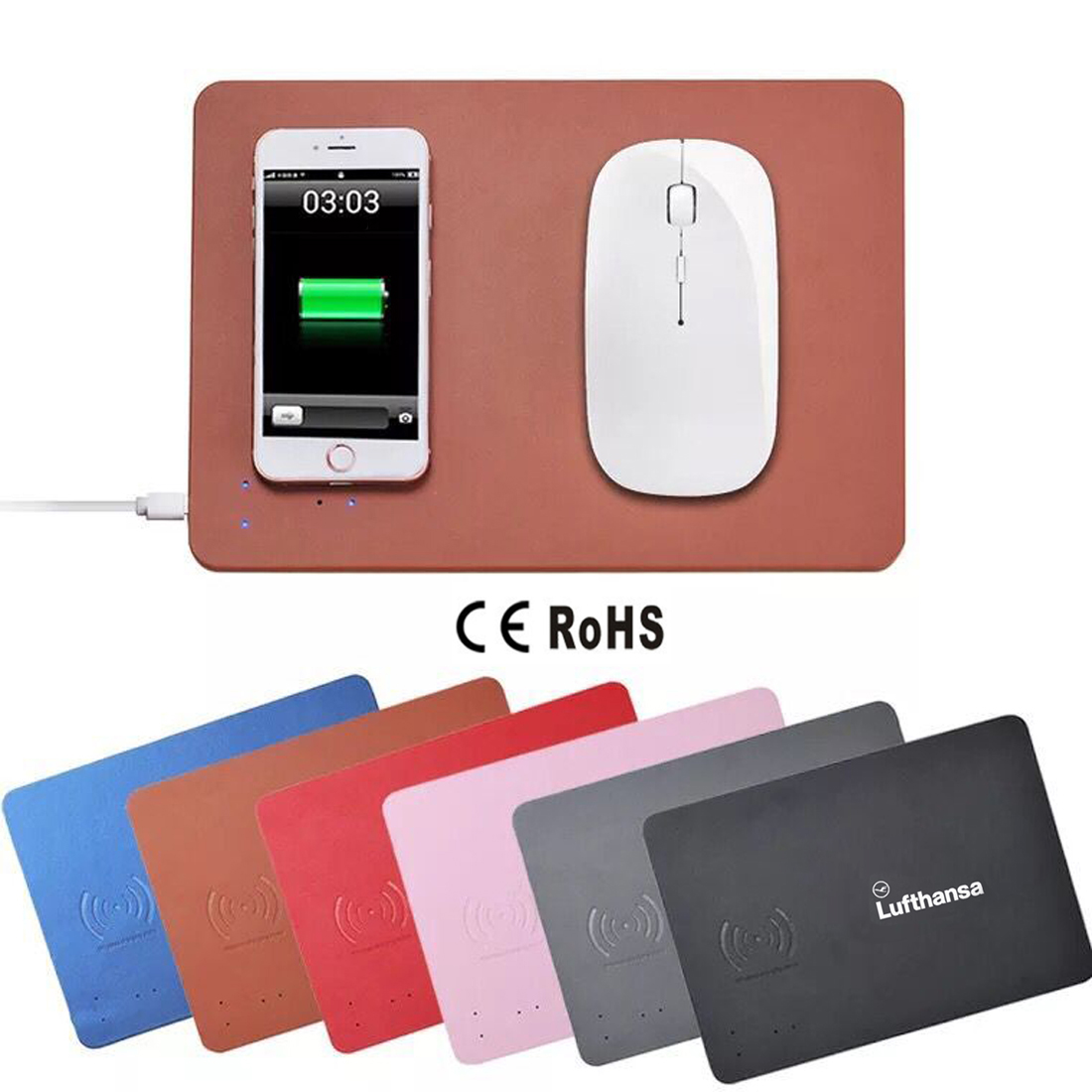 Ultra-Slim Leather Qi Wireless Charging Pad Mouse Mat 16