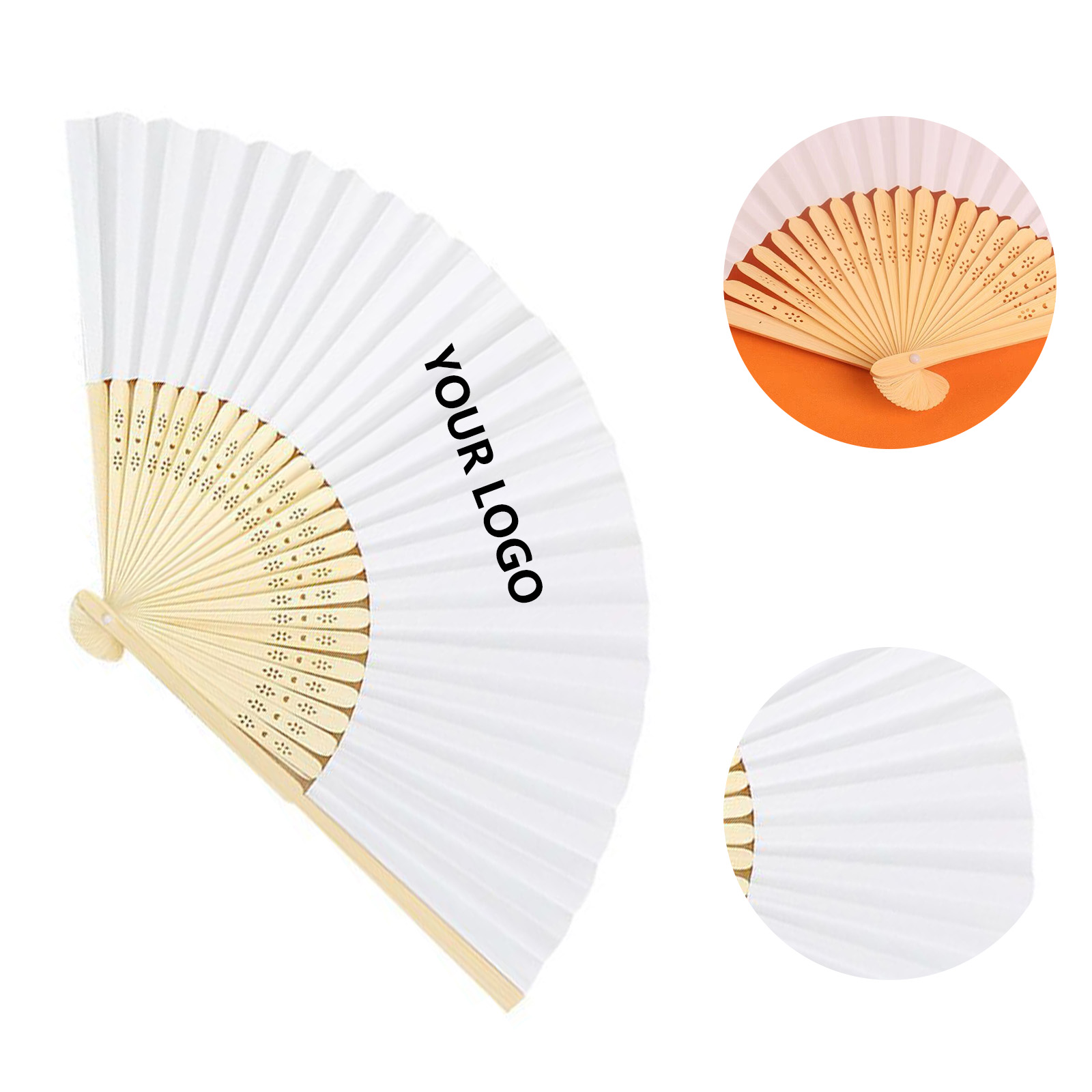 Handheld Bamboo Folding Fan 8.3 x 15" 2